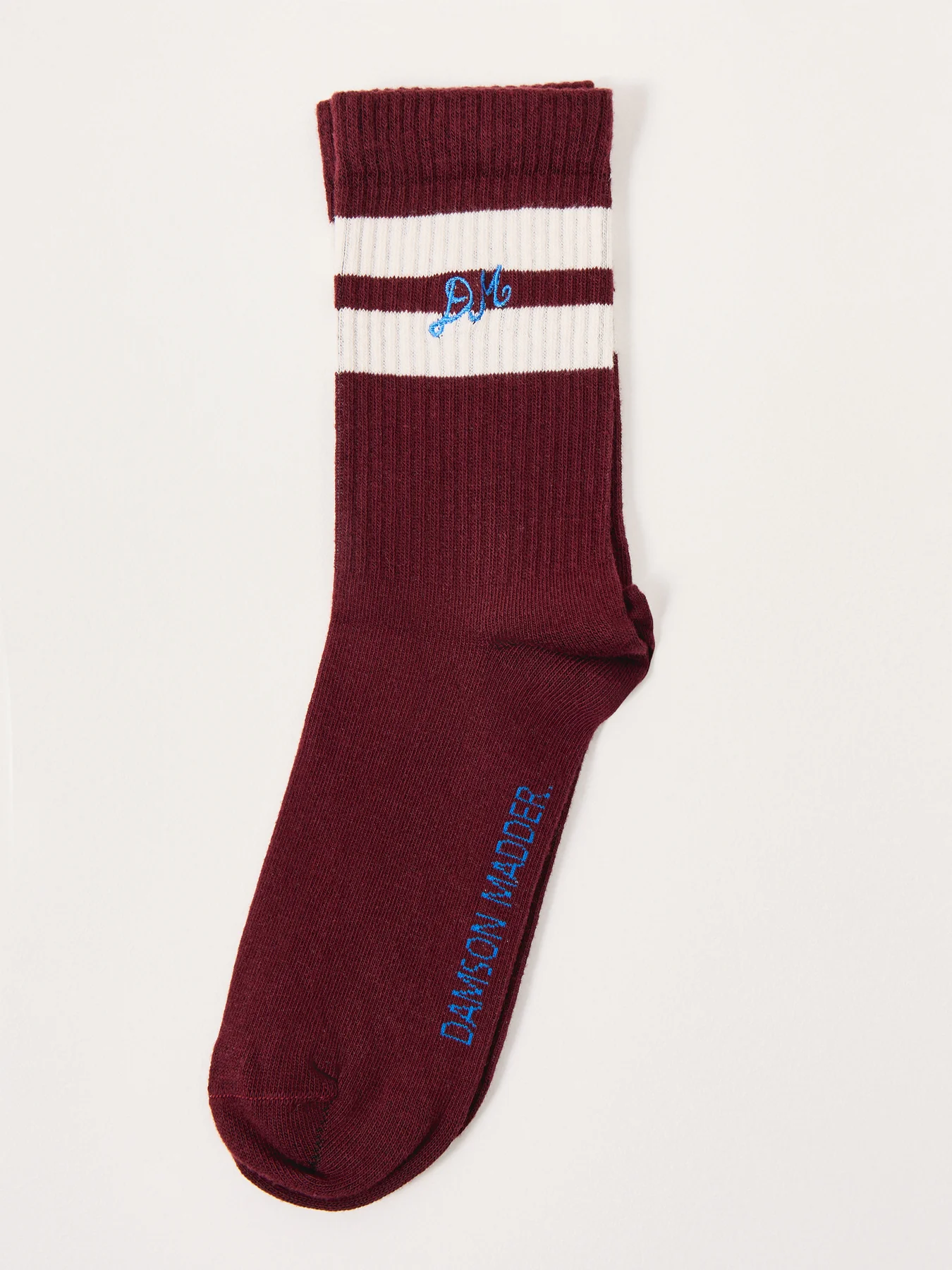 Sporty Stripe Calf Socks Burgundy - Image 2
