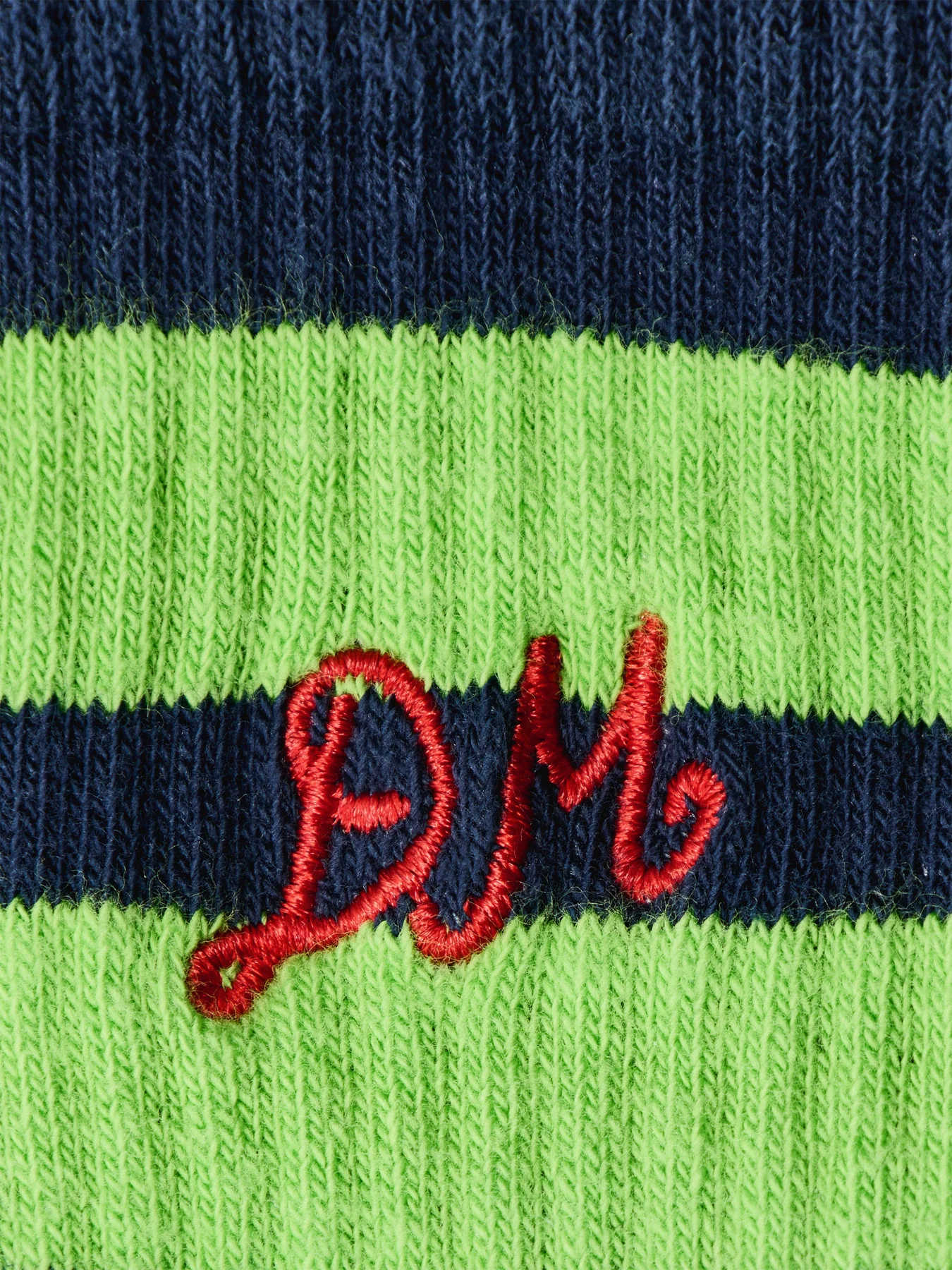 Sporty Calf Socks Navy Lime Stripe - Image 2