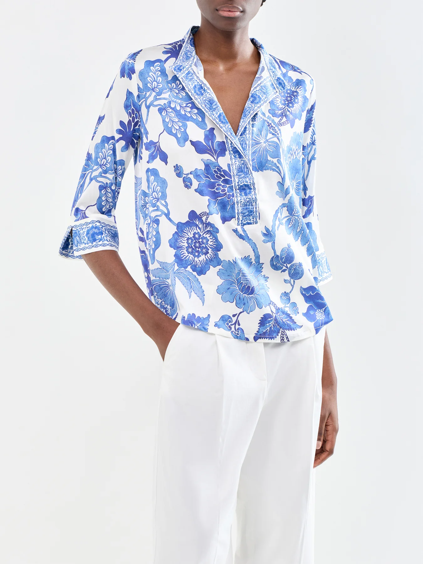 Danitta Silk Blouse Blue - Image 4