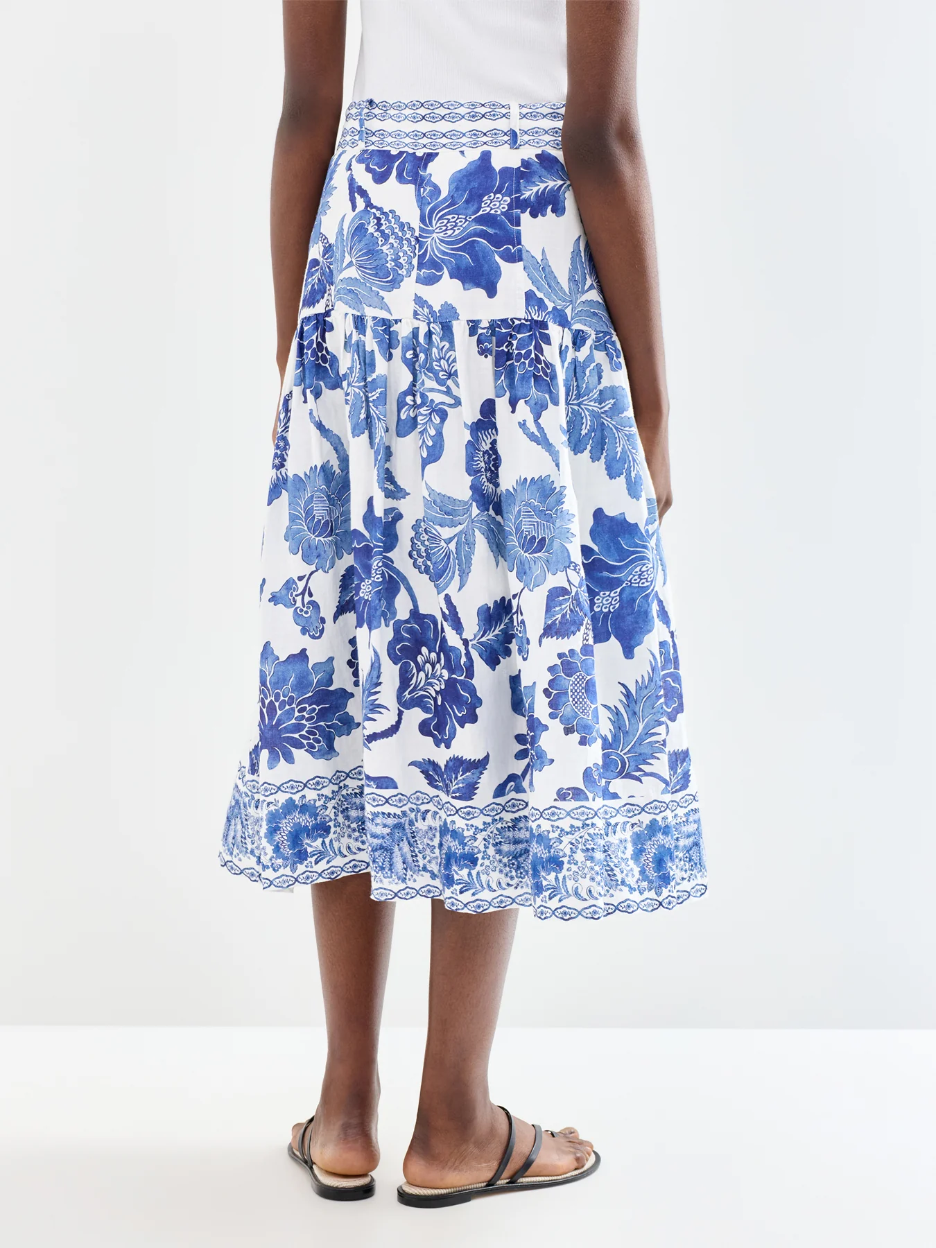 Petrine Linen A-Line Skirt Blue - Image 5