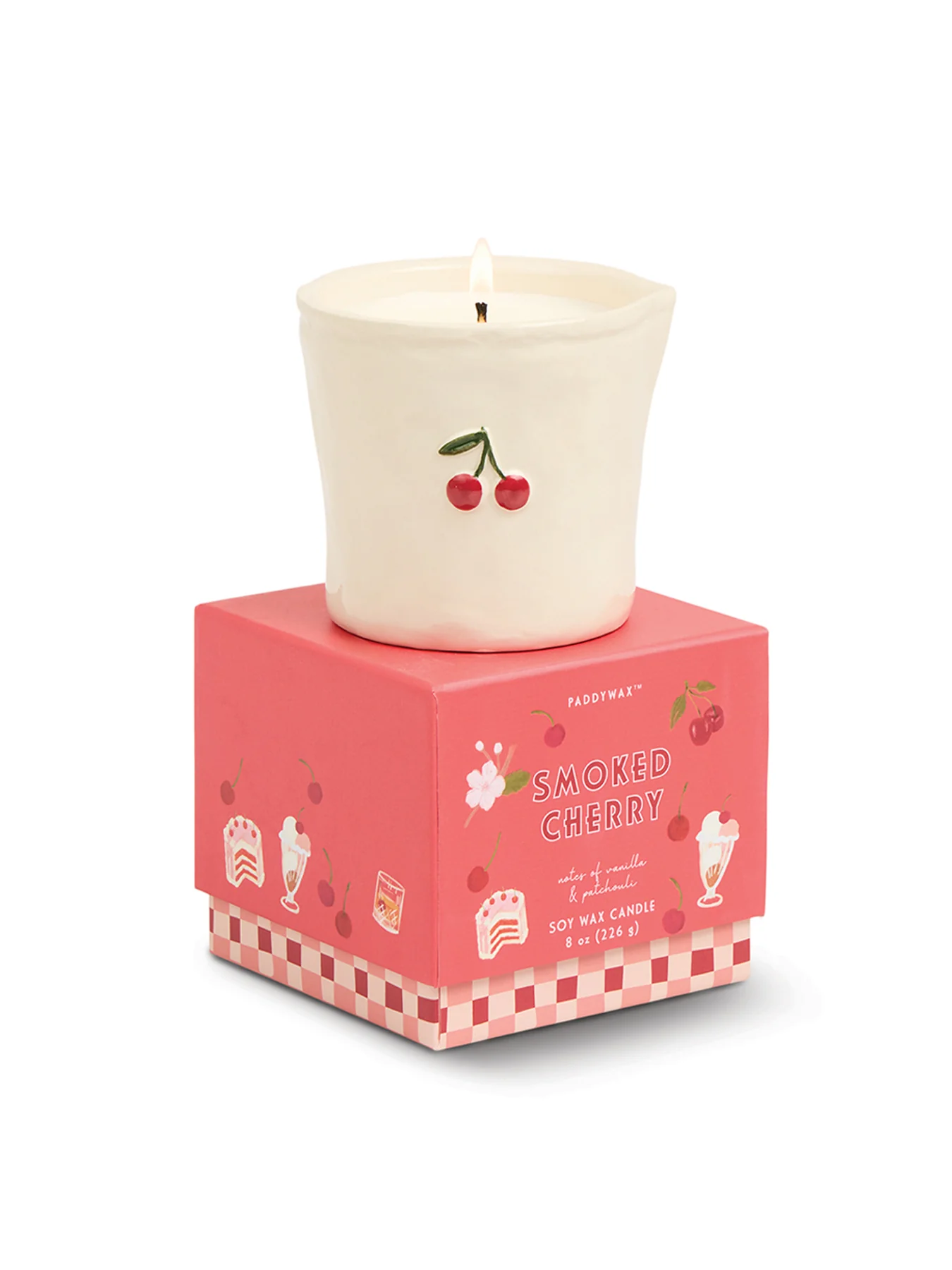 Cherry Embossed Ceramic Candle Smoked Cherry 226g - Image 2