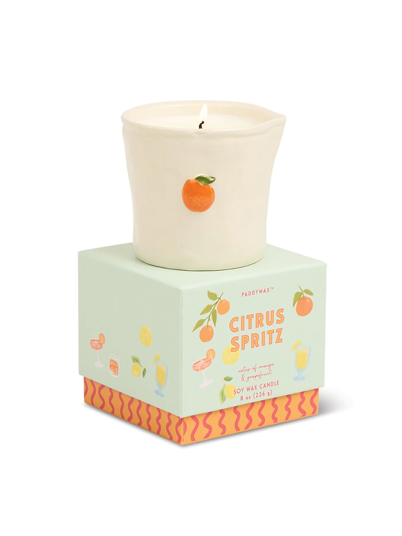 Orange Embossed Ceramic Candle Citrus Spritz 226g - Image 2