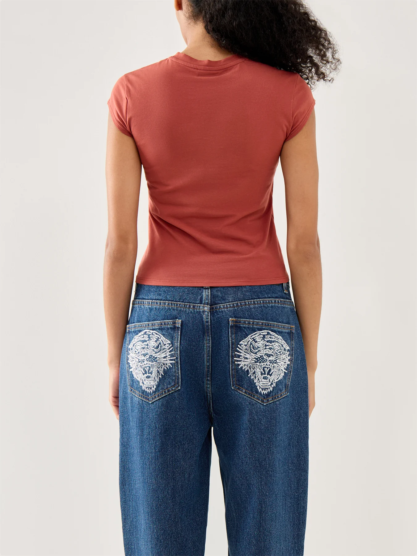 Butterfly Diamante Cap Sleeve T-Shirt Top Red - Image 5
