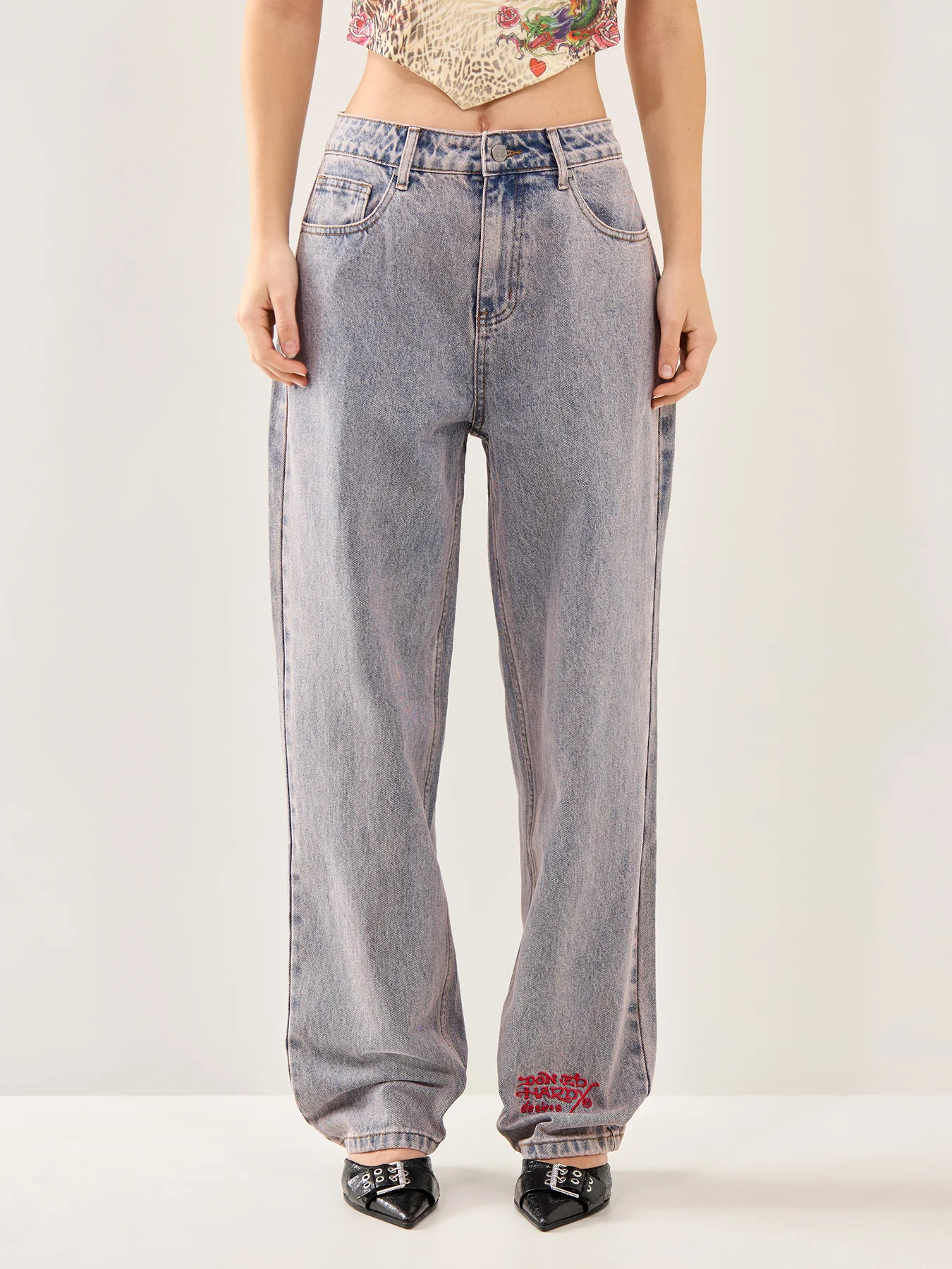Dragon and Sword Relaxed Jeans Purple - Image 4