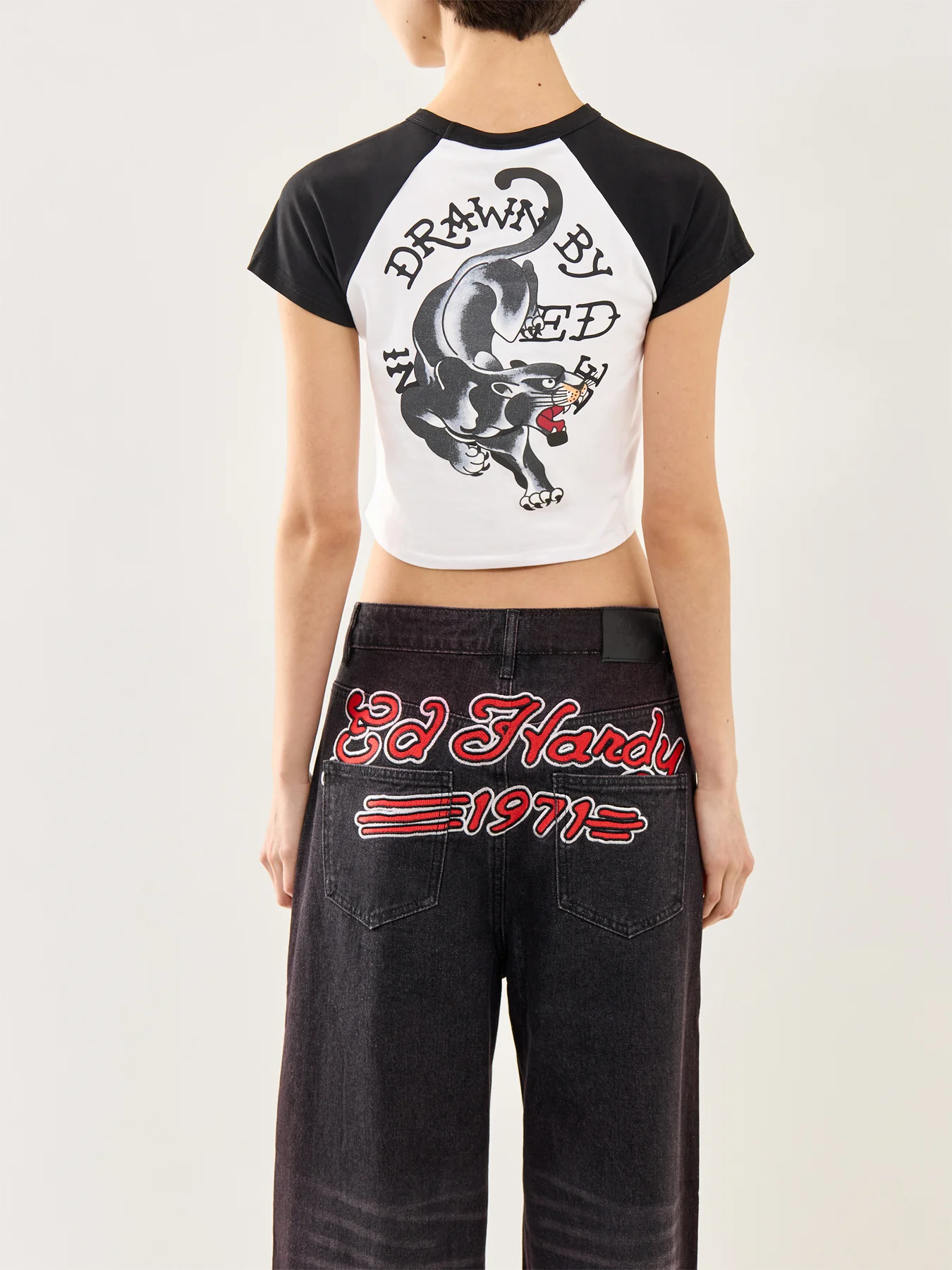 Drawn Panther Ringer T-Shirt White - Image 5