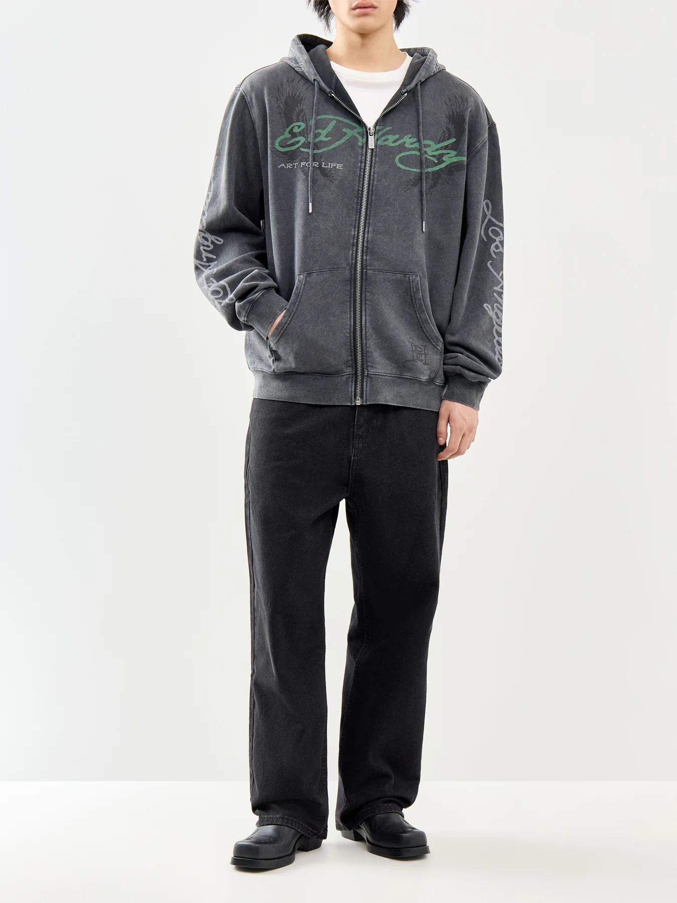 Art For Life Tattoo Zip Hoodie Black - Image 2