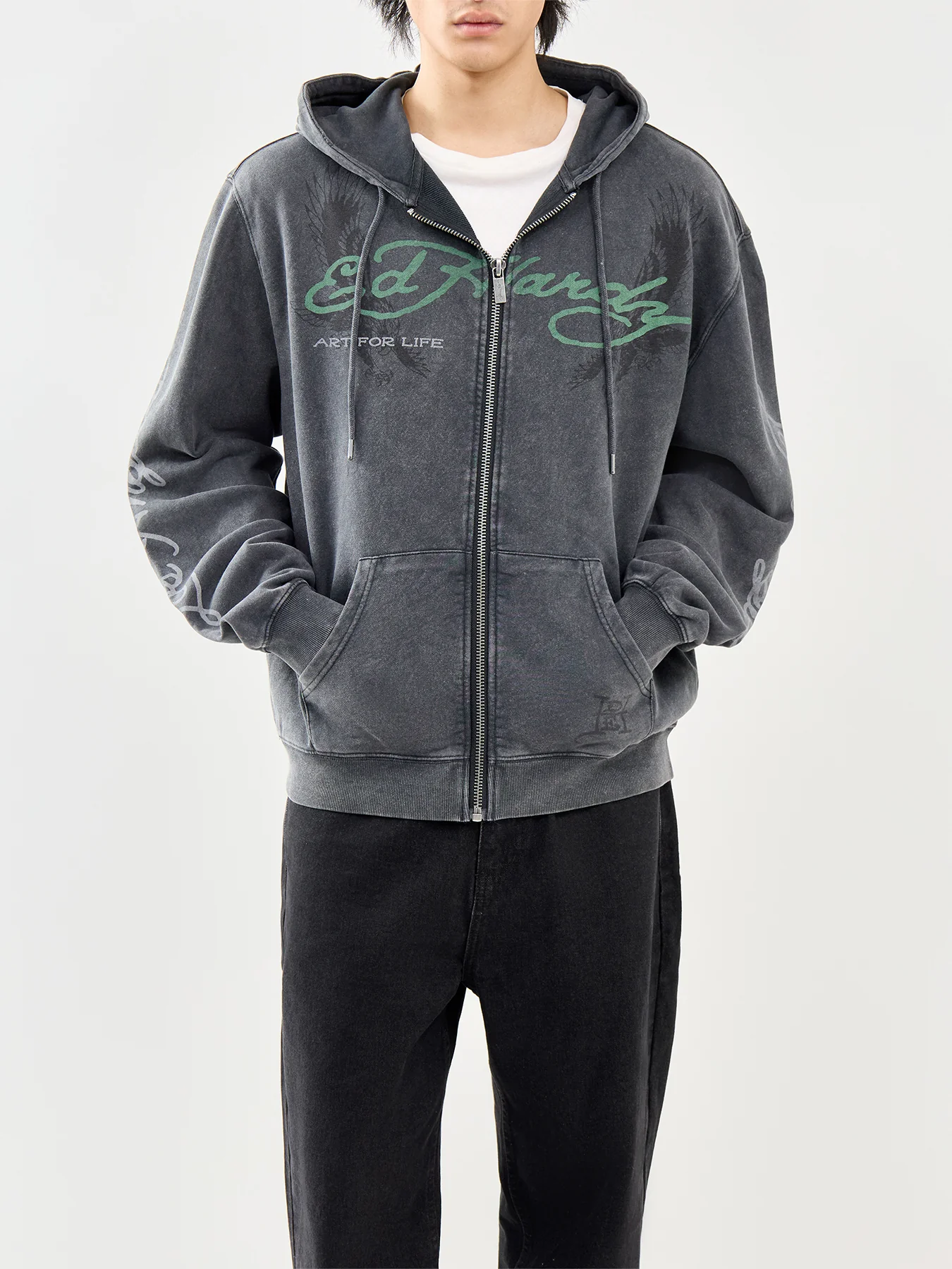 Art For Life Tattoo Zip Hoodie Black - Image 4