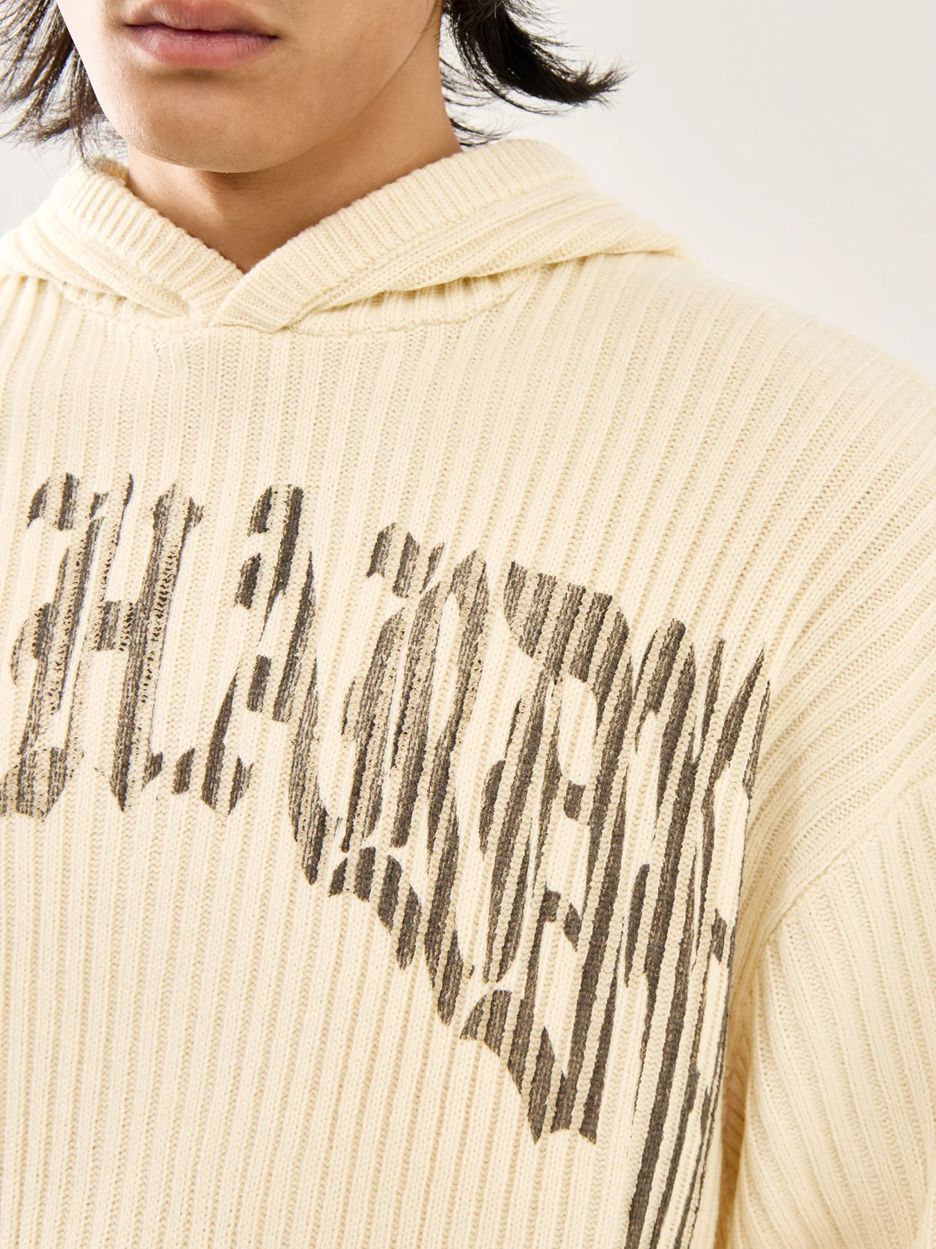 Tiger Snake Knit Hoodie Ecru - Image 3