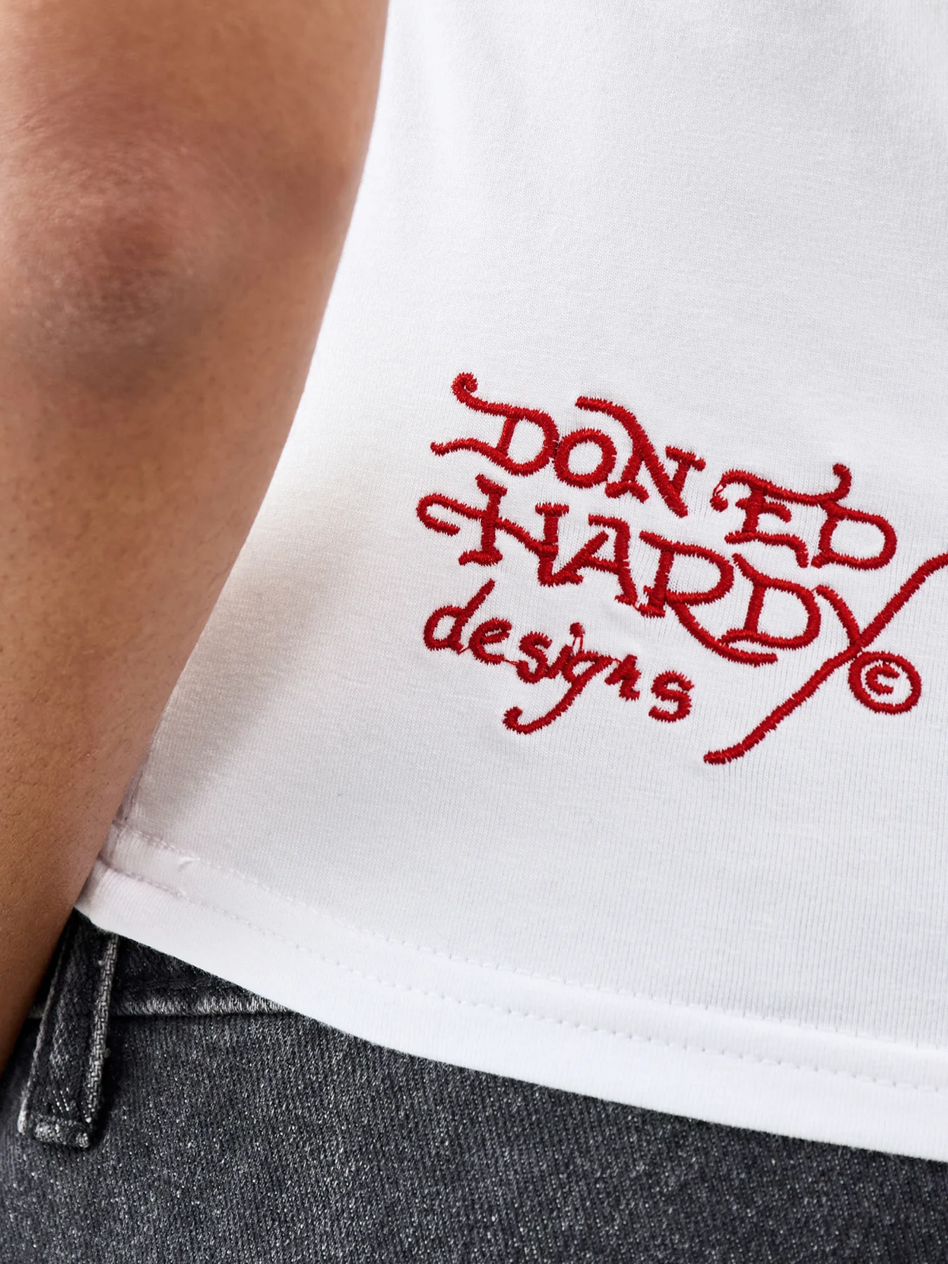 Broken Hearts Contrast Baby Tee White - Image 3