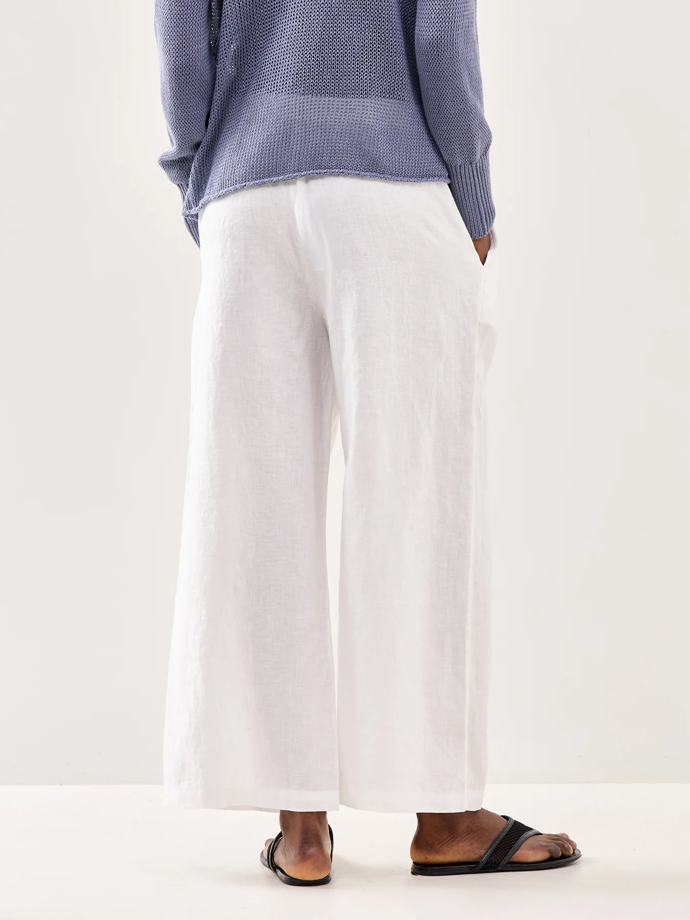 Ankle Wide Leg Trousers White - Image 5