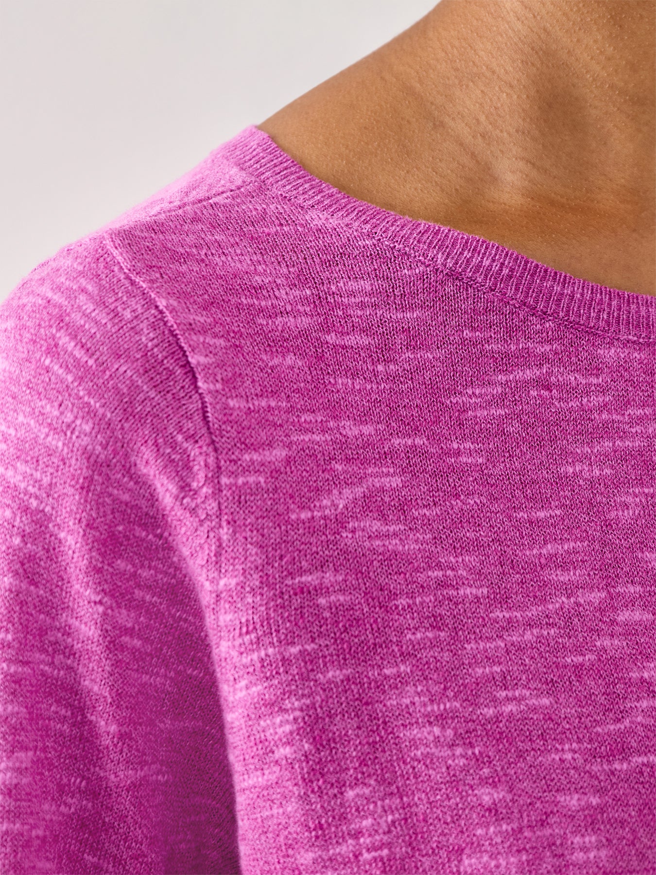 Bateau Neck Sweater Linen Cotton Slub Pink - Image 3