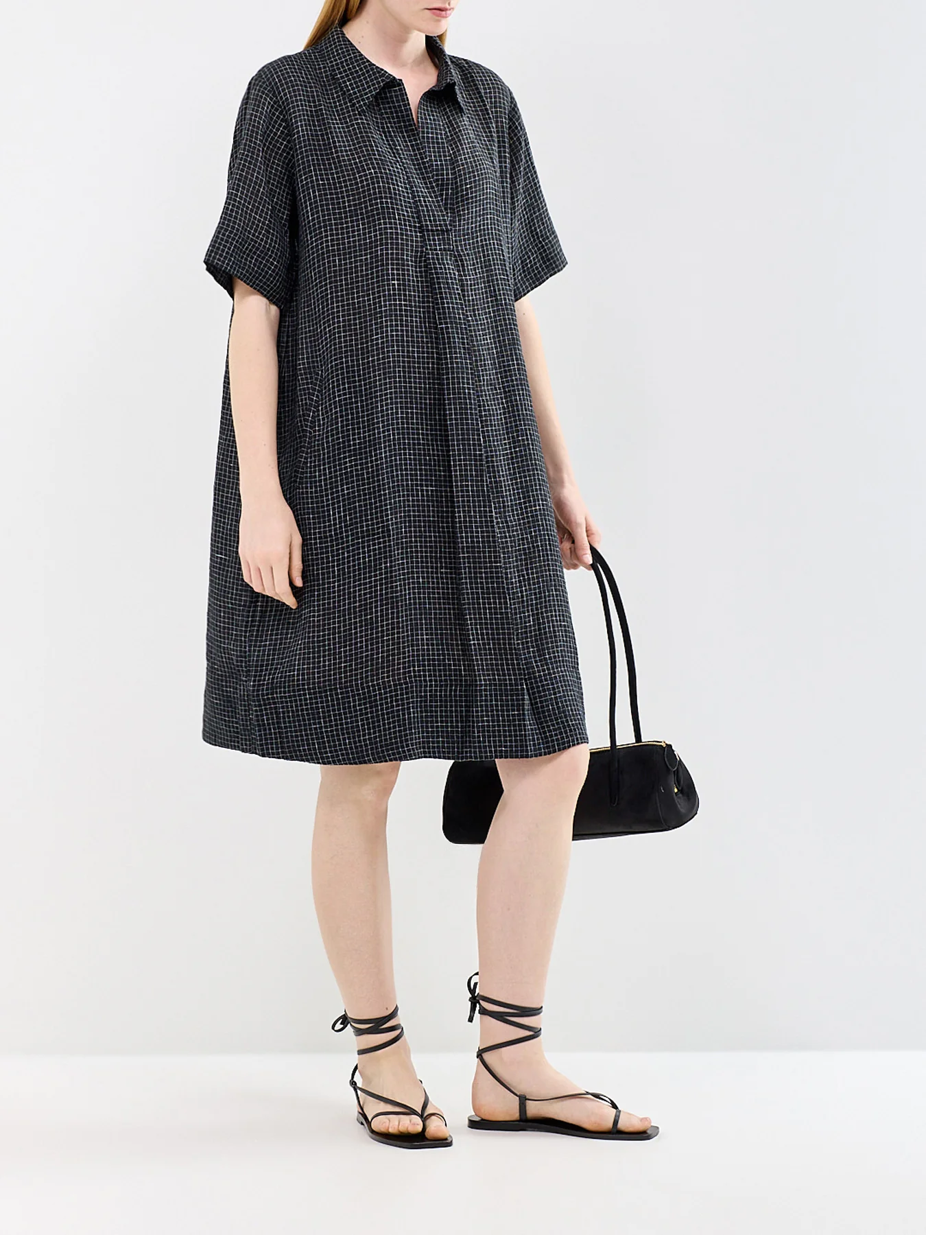 Classic Collar Shirt Dress Black - Image 2