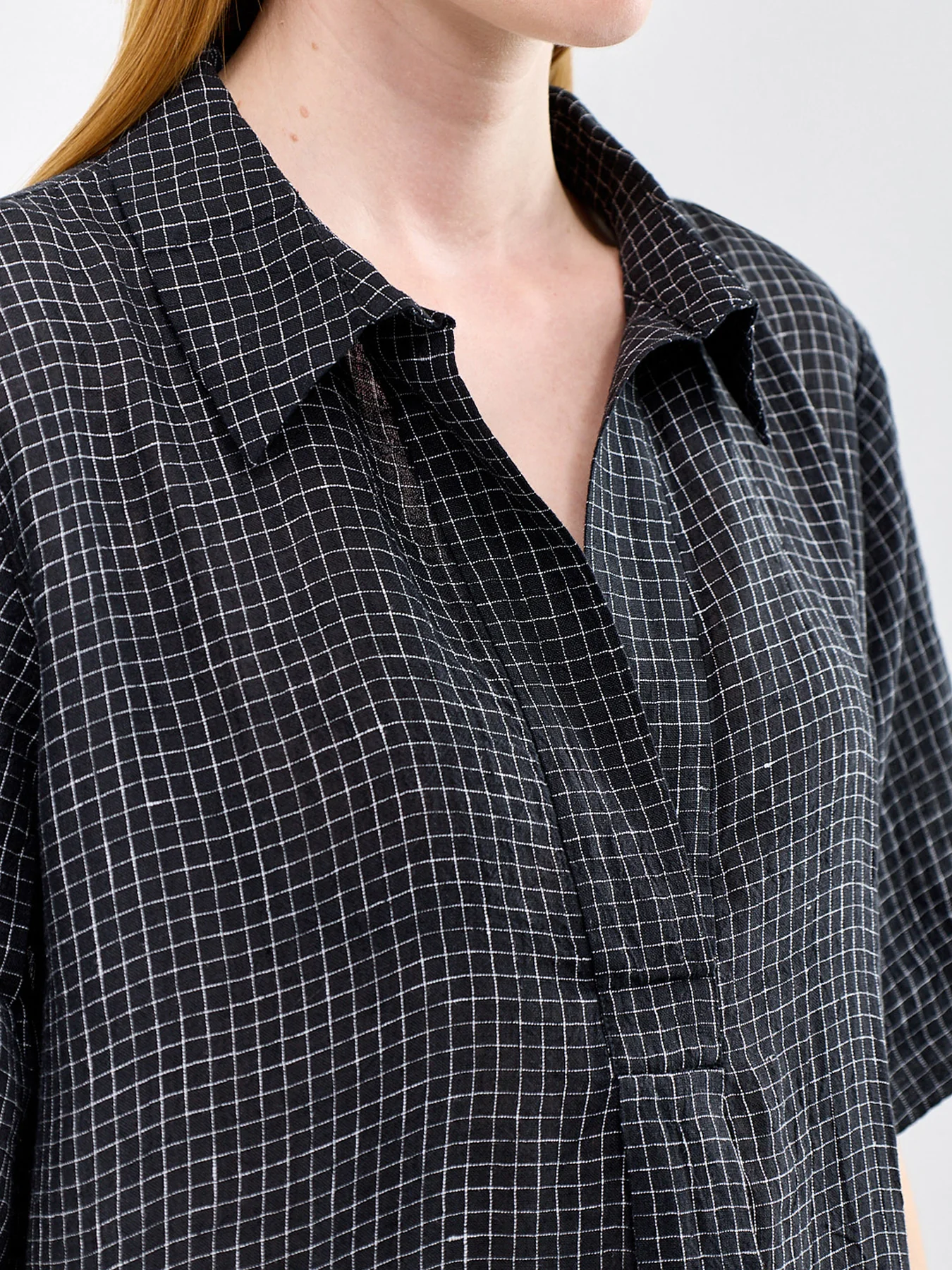 Classic Collar Shirt Dress Black - Image 3