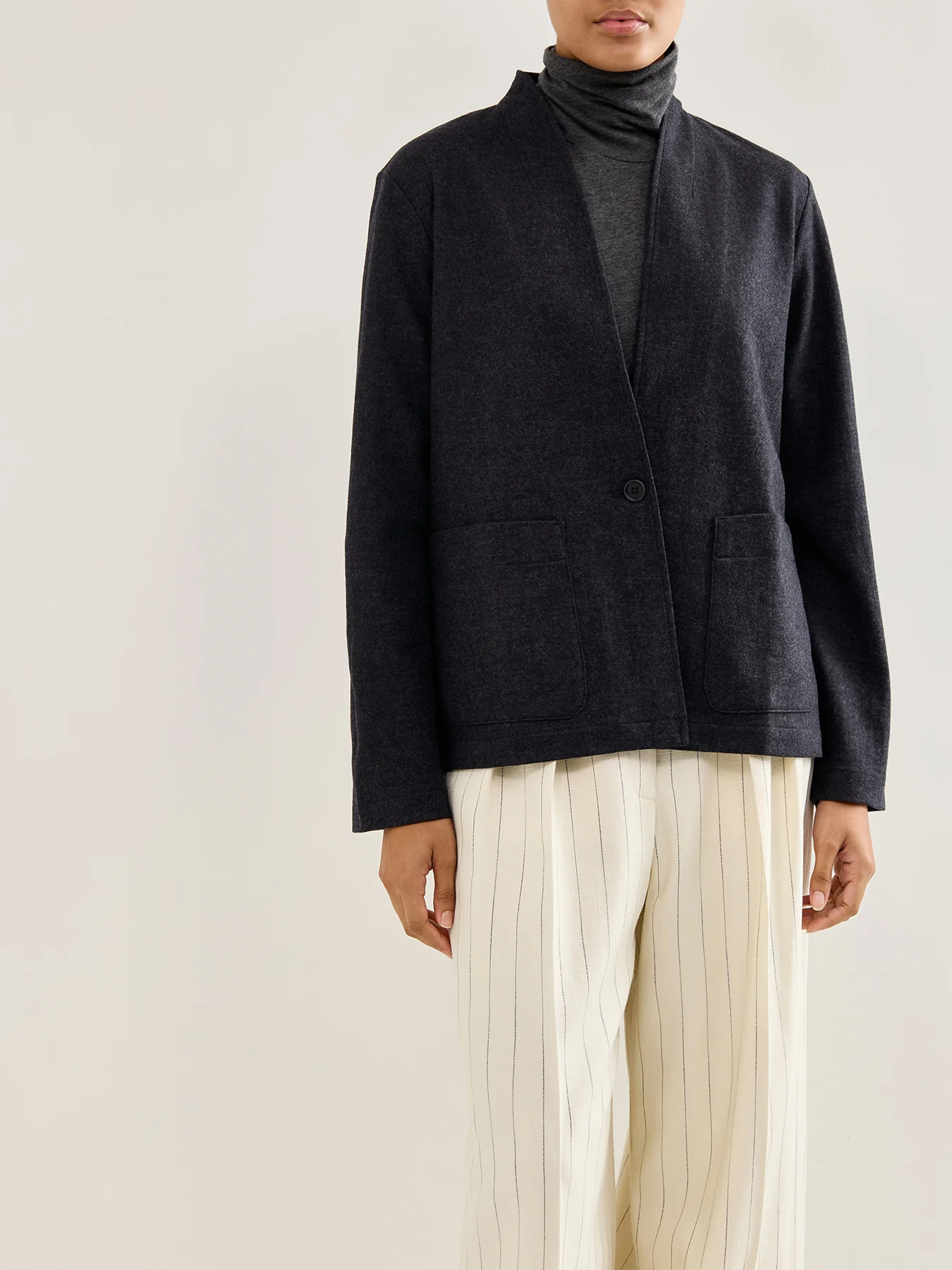 High Collar Jacket Charcoal - Image 4