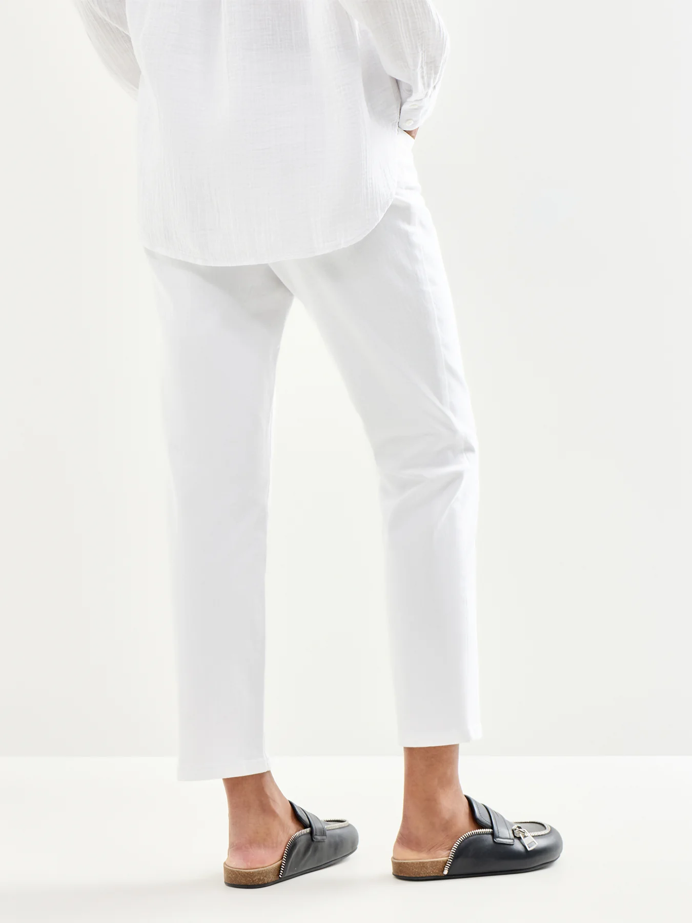 High Waisted Slim Ankle Pant White - Image 5