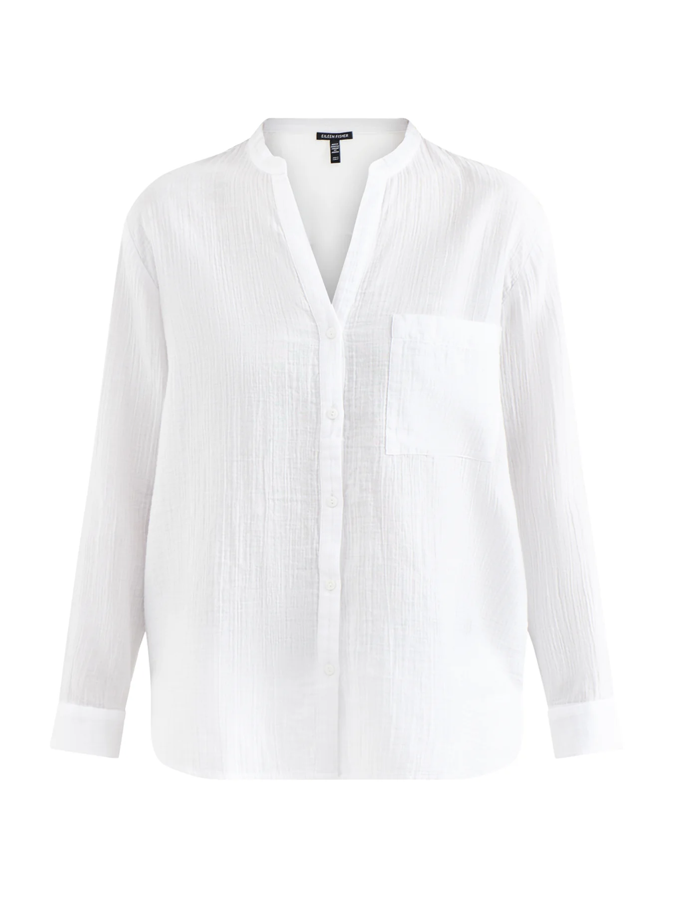 Mandarin Collar Cut Away Shirt White