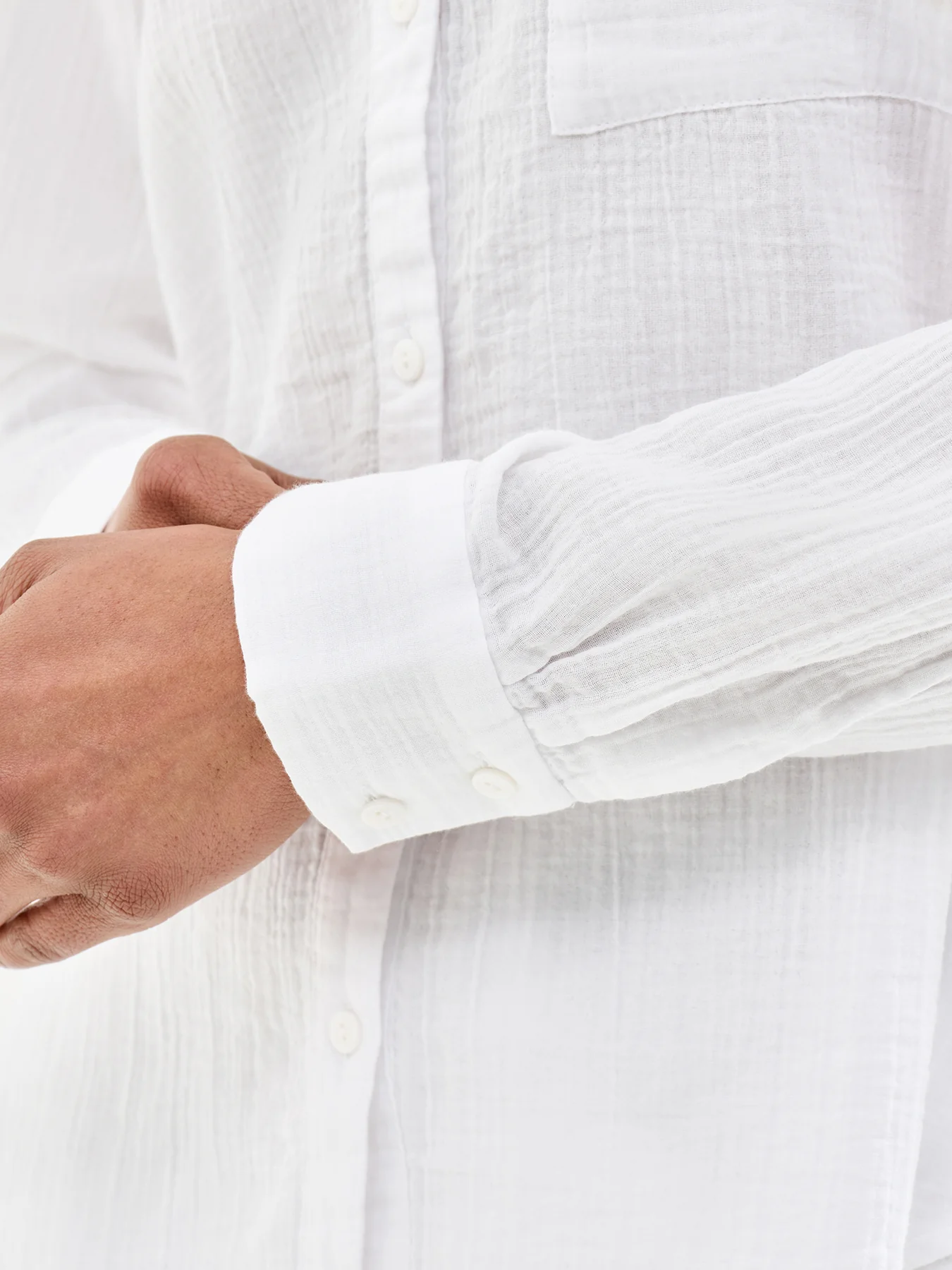 Mandarin Collar Cut Away Shirt White - Image 3