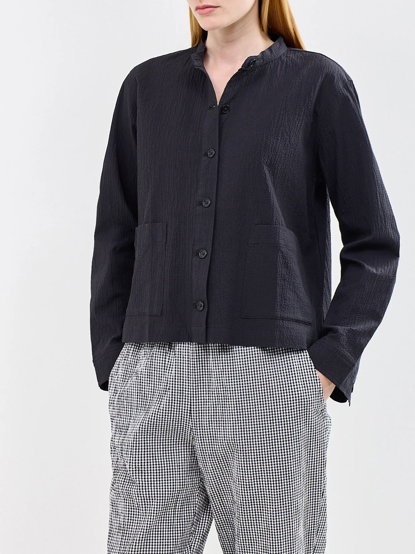 Mandarin Collar Jacket Black - Image 4