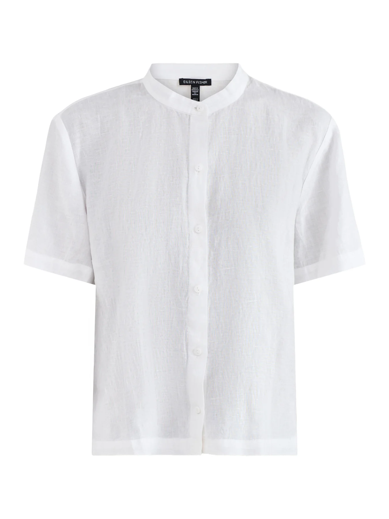 Mandarin Collar Linen Shirt White