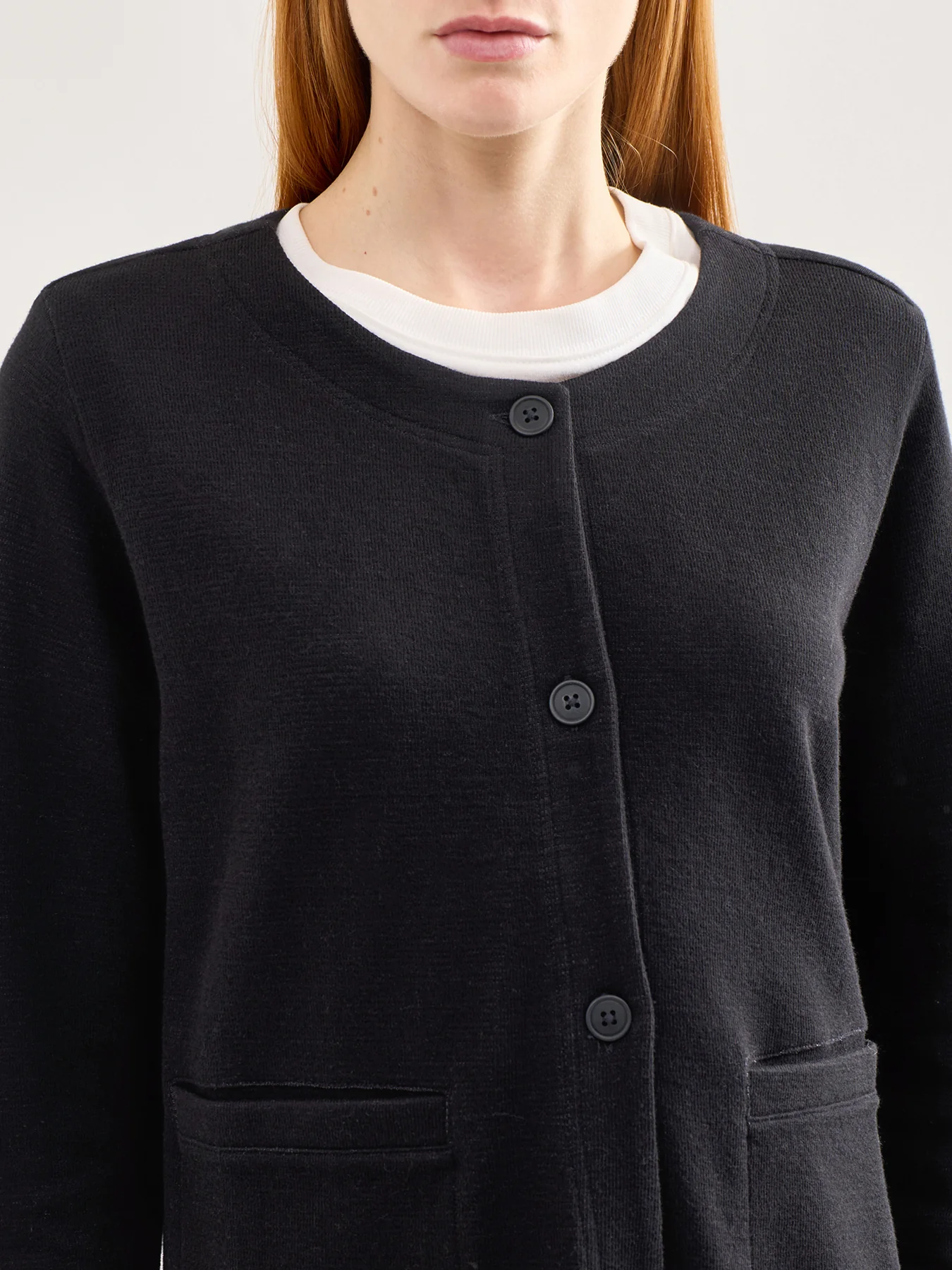 Short Round Neck Jacket Black - Image 3