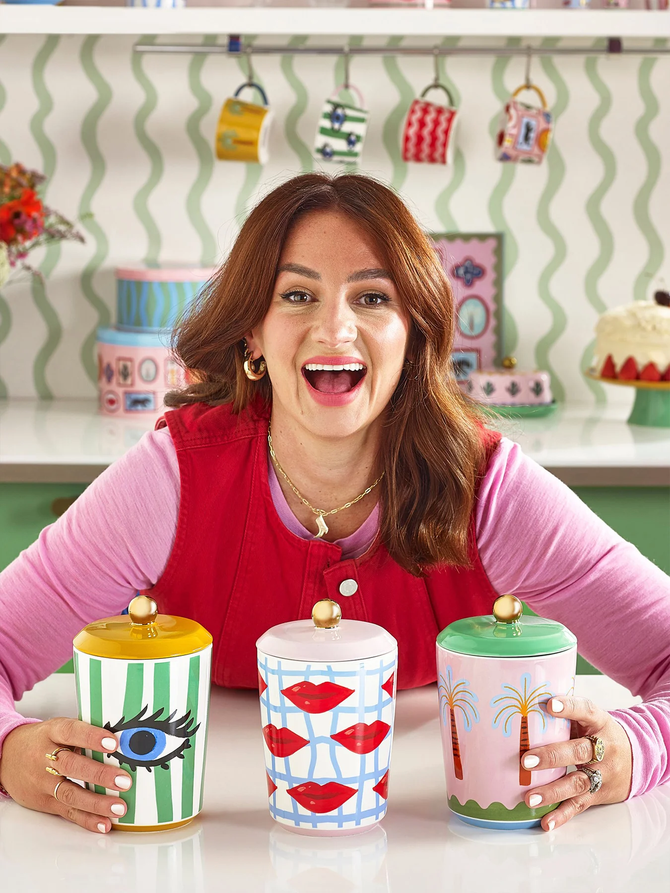 Electric Coast Pink Palm Print Storage Jar - Image 3