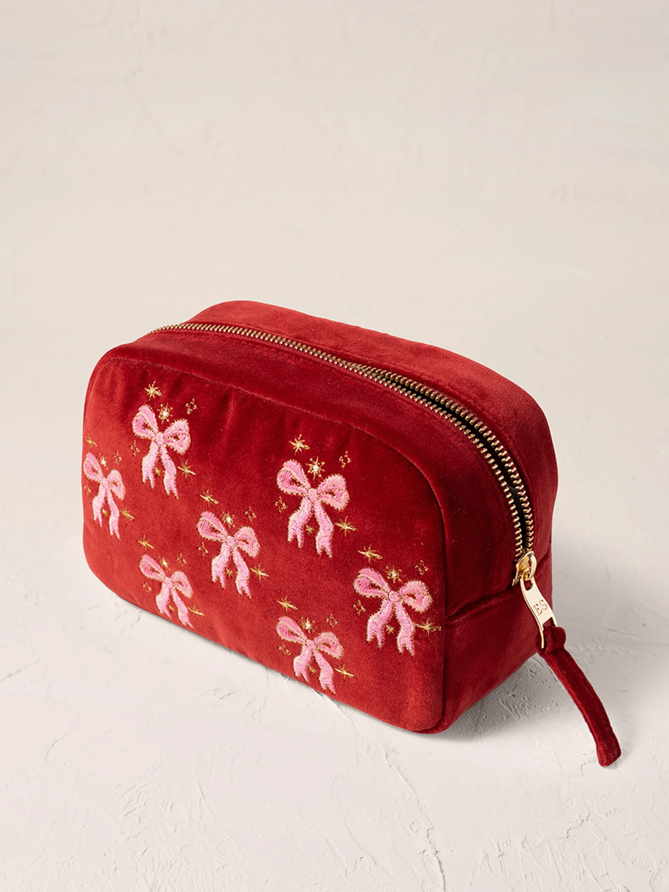 Dazzling Bows Velvet Makeup Bag Rouge - Image 3