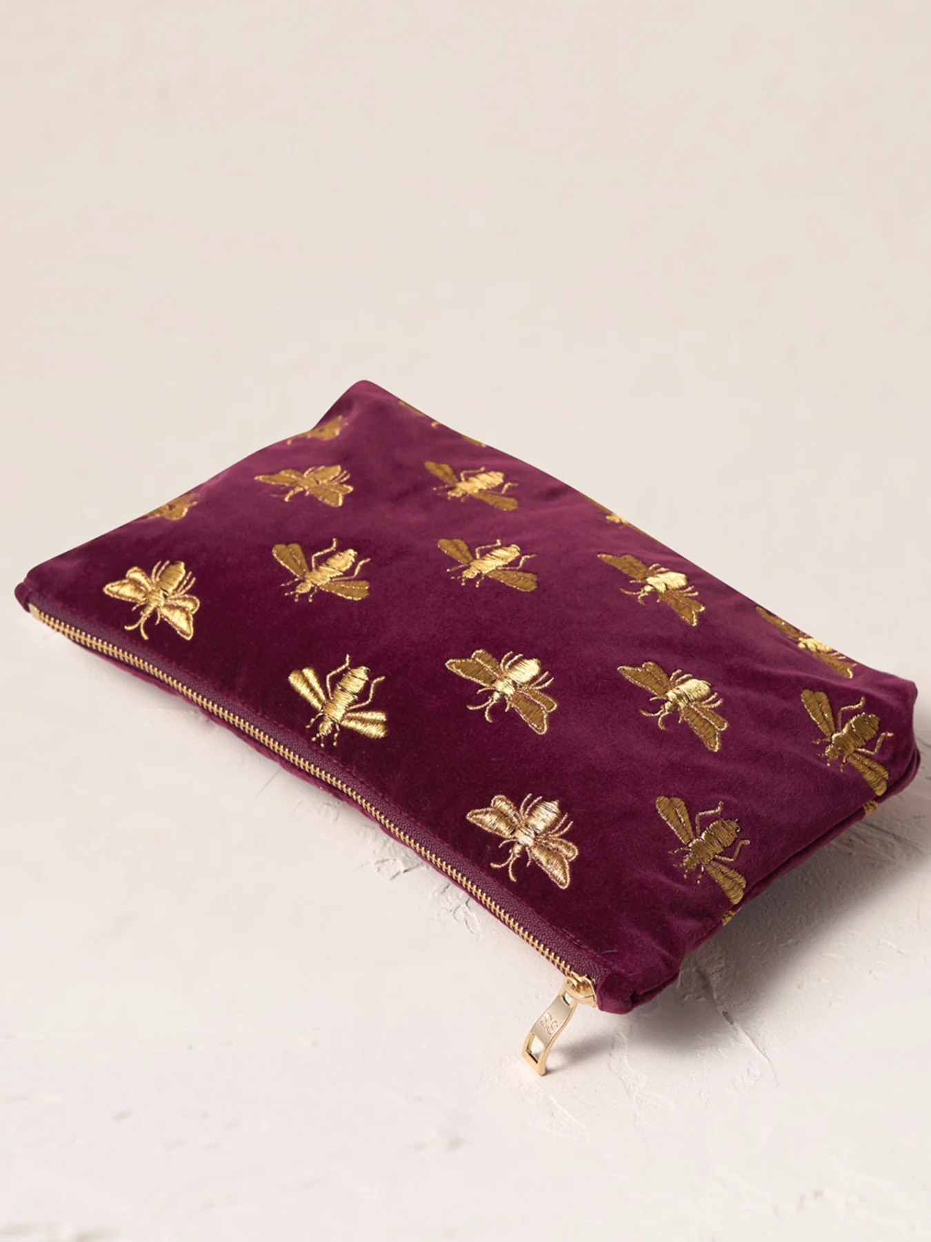 Honey Bee Velvet Everyday Pouch Plum - Image 2