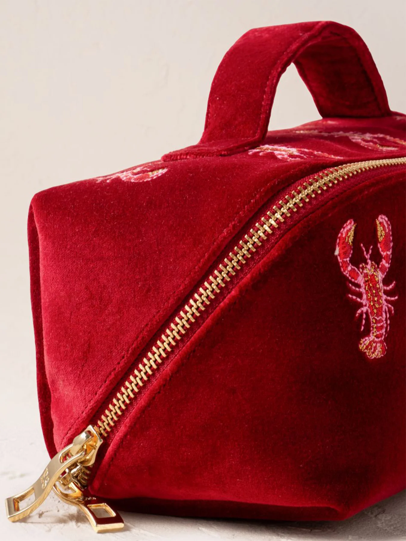 Lobster Velvet Open Flat Makeup Bag Rouge - Image 3