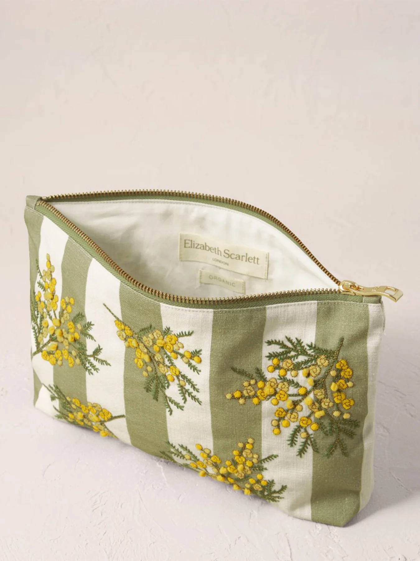 Mimosa Stripe Cotton Everyday Pouch Green - Image 2