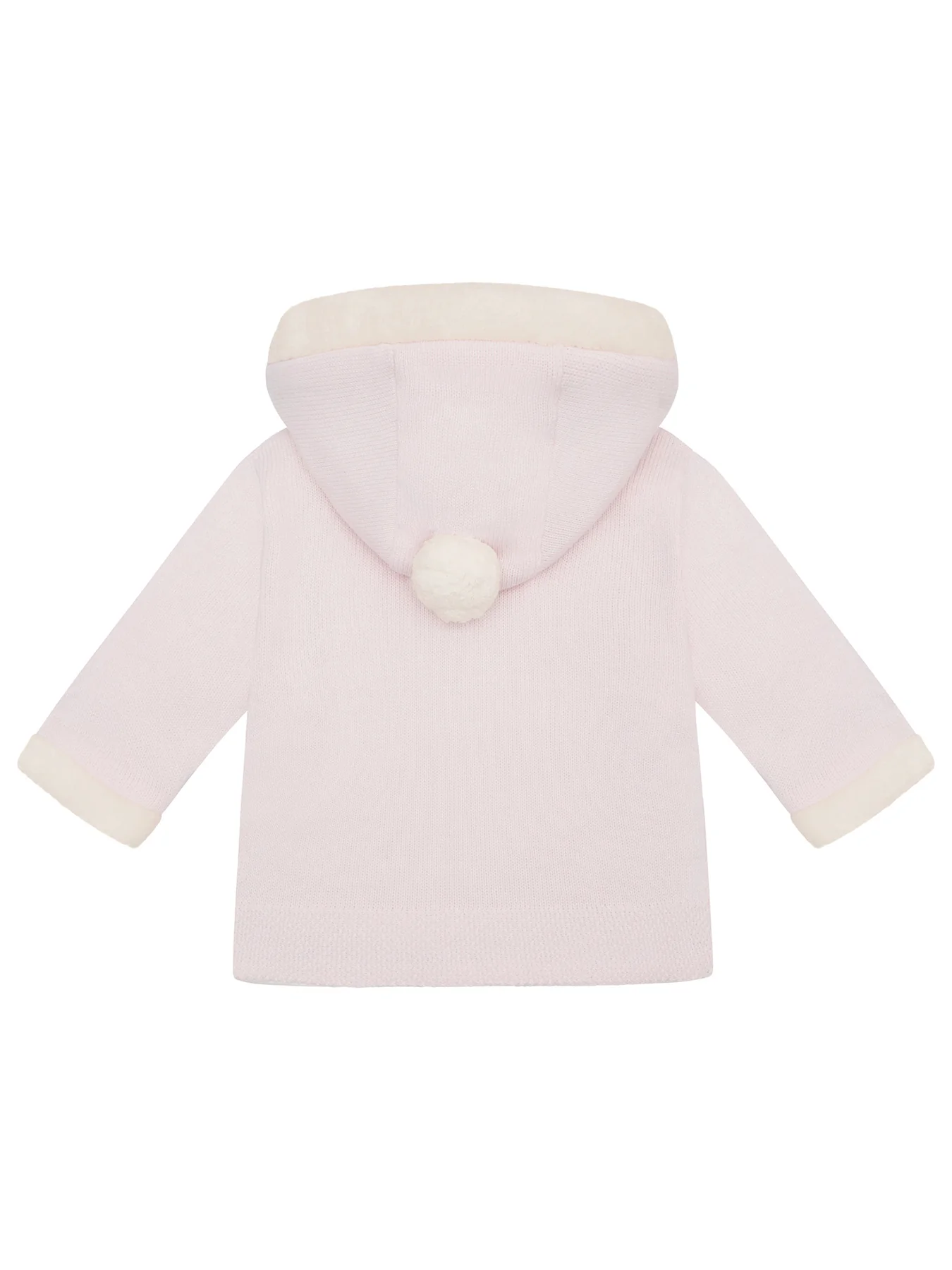 Pink Knitted Hooded Jacket With Fur Trim - Image 3