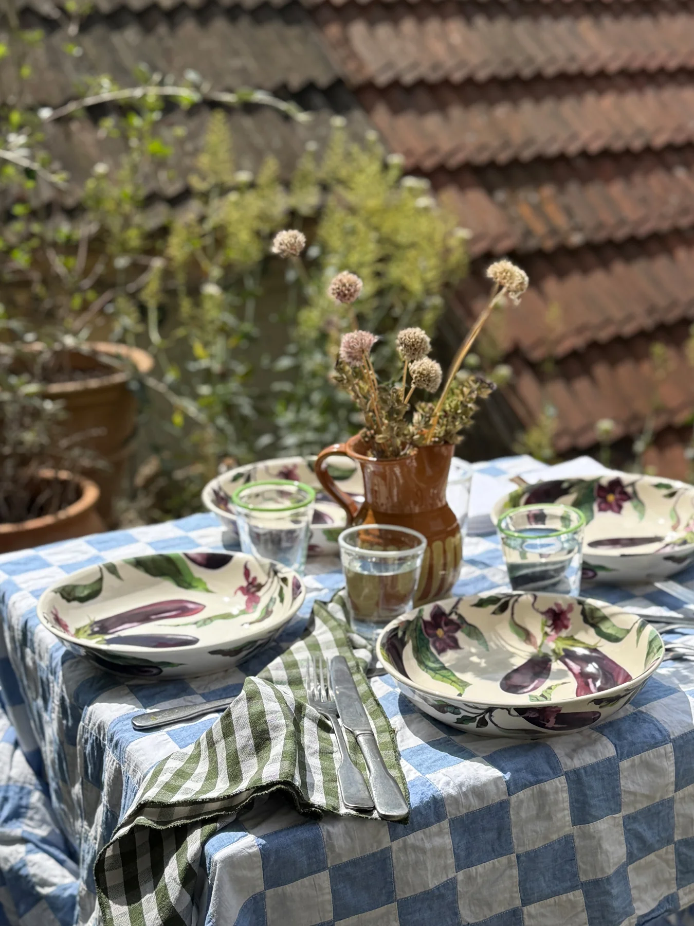 Aubergine and Flowers Medium Pasta Bowl - Image 2