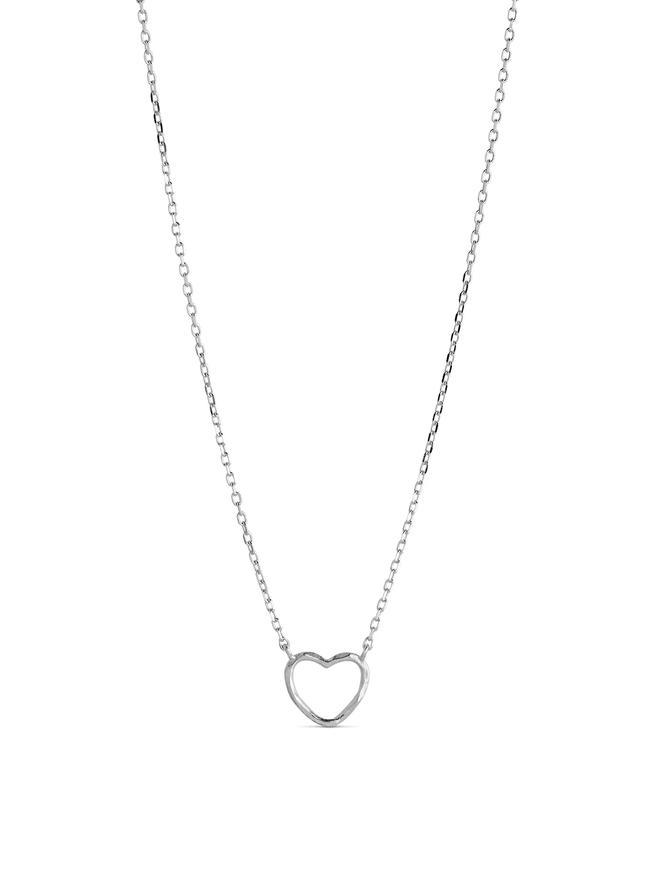 Organic Heart Pendant Necklace Silver