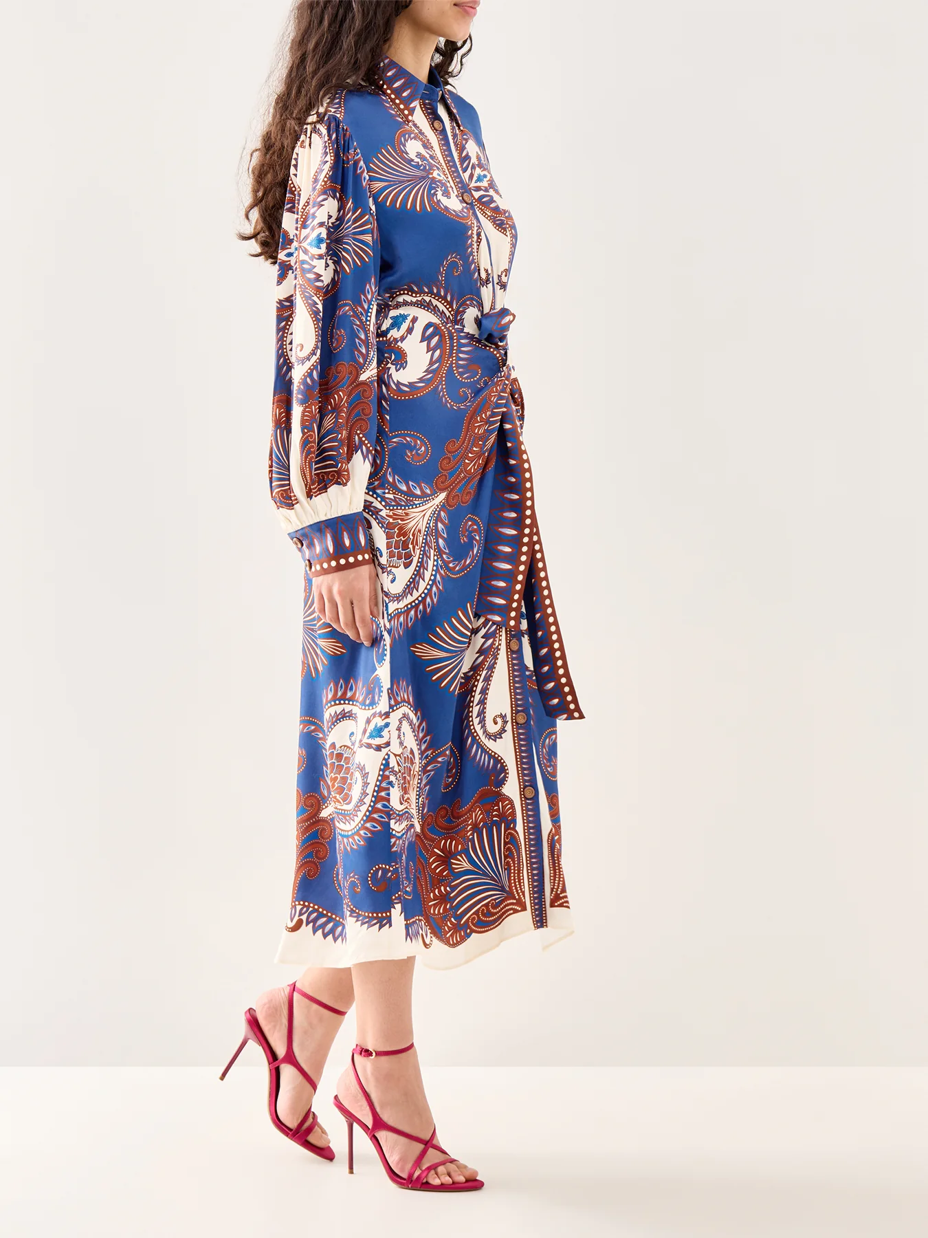 Arabesque Scarf Blue Midi Dress Multi - Image 4