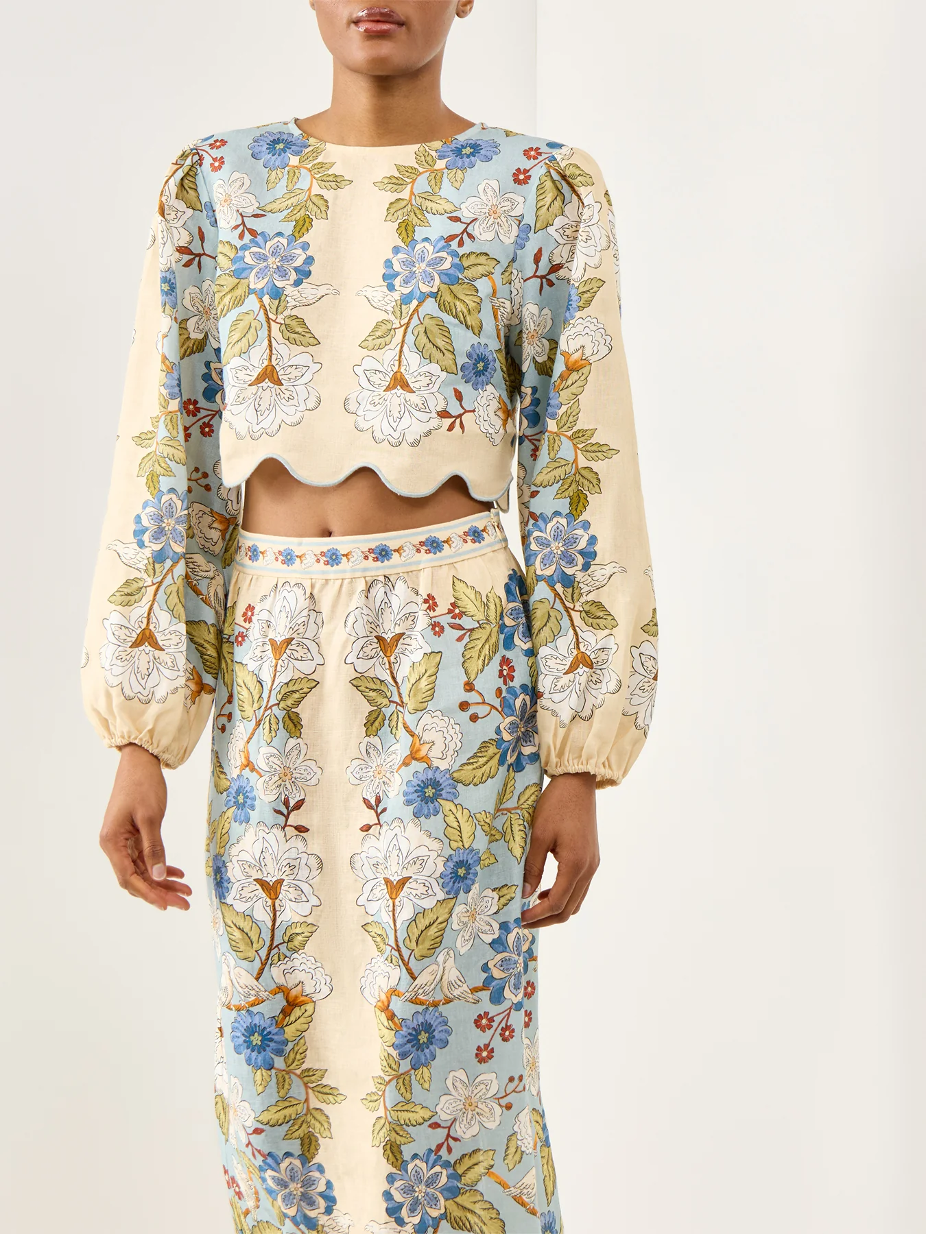 Garden Scarf Blue Long Sleeve Blouse - Image 4