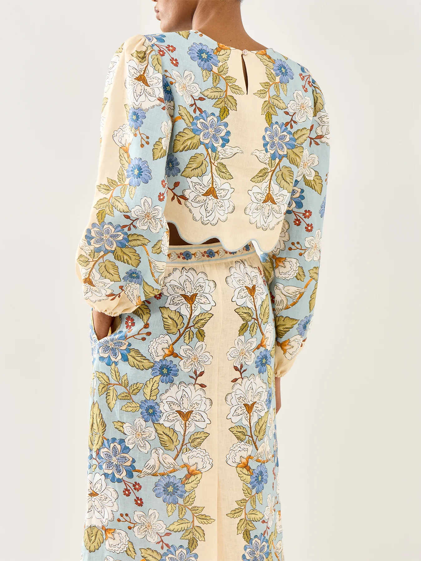 Garden Scarf Blue Long Sleeve Blouse - Image 5