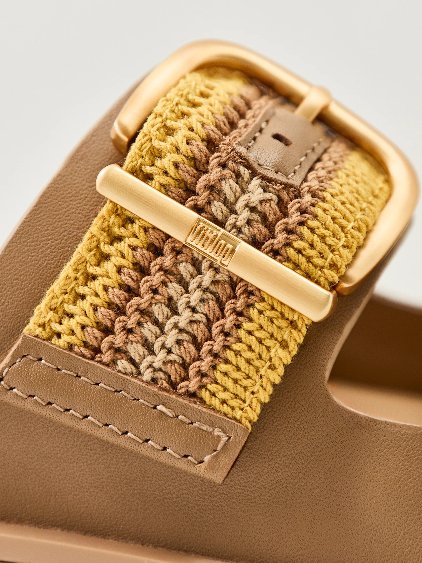 Gen-Ff Max Buckle Stripe-Webbing Two-Bar Slides Tumeric Tan - Image 3