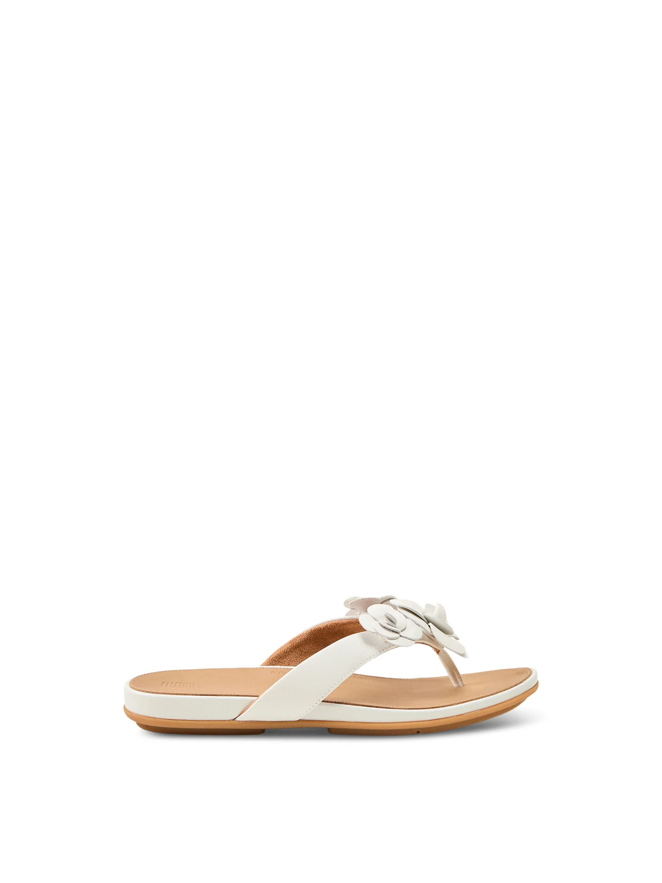 Floral Leather Flip-Flops White