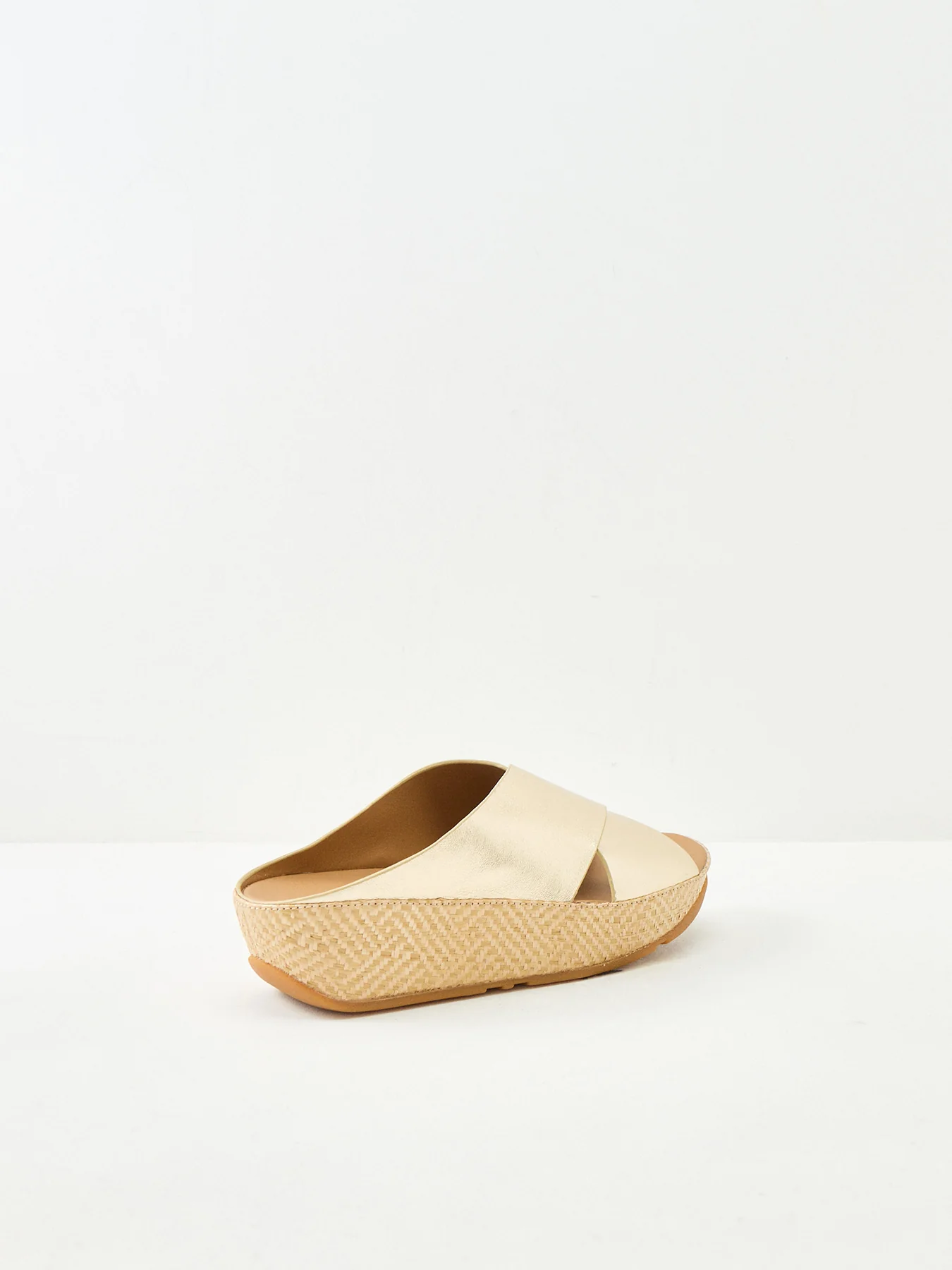 Lulu Lux Graphic-Weave Cross Slides Gold - Image 2