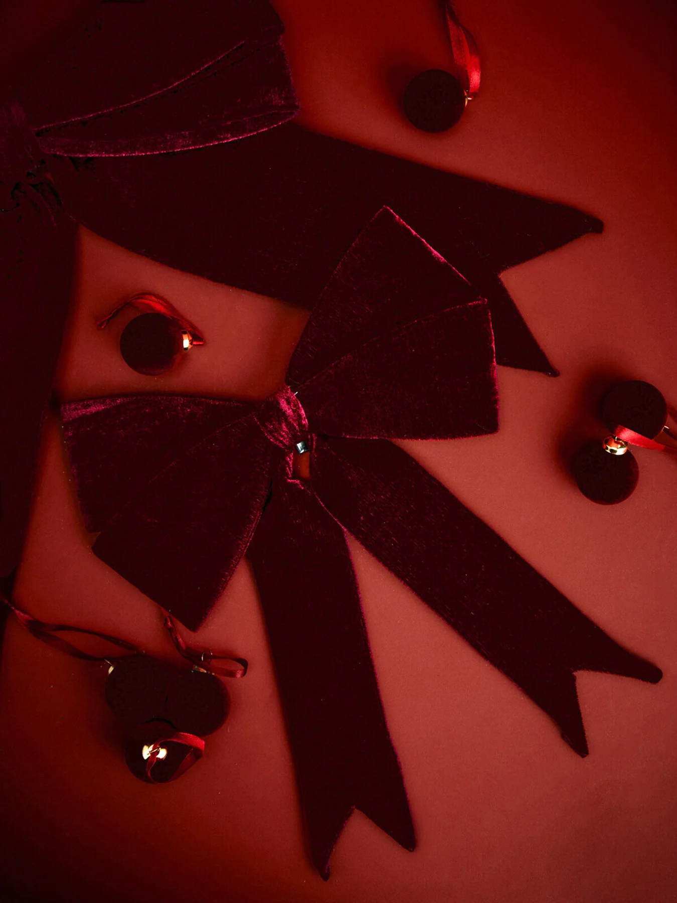 Velvet Wired Bow For Christmas Decoration 48cm Red - Image 2