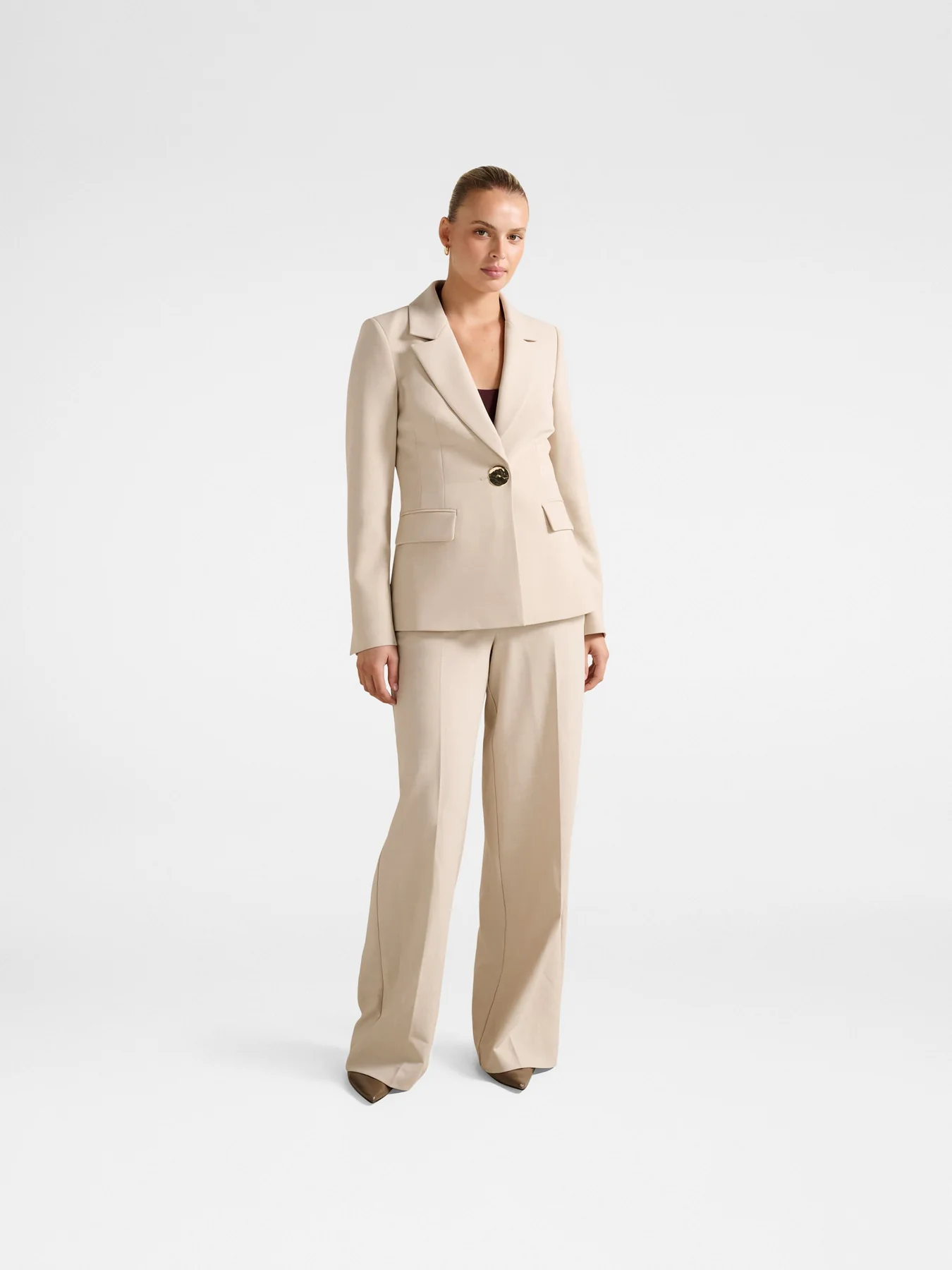 Lulu Wide Leg Pants Milk Marle Suit - Image 2