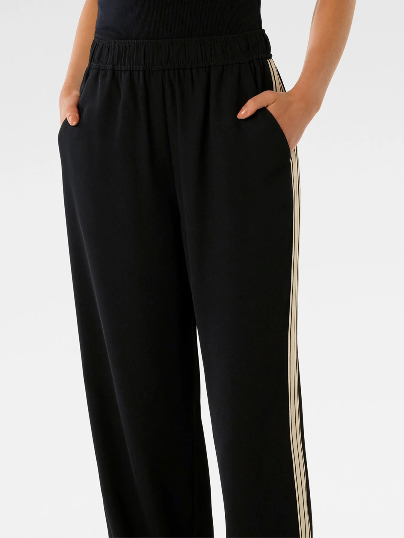 Aleyna Side Stripe Wide Leg Pants Black - Image 5