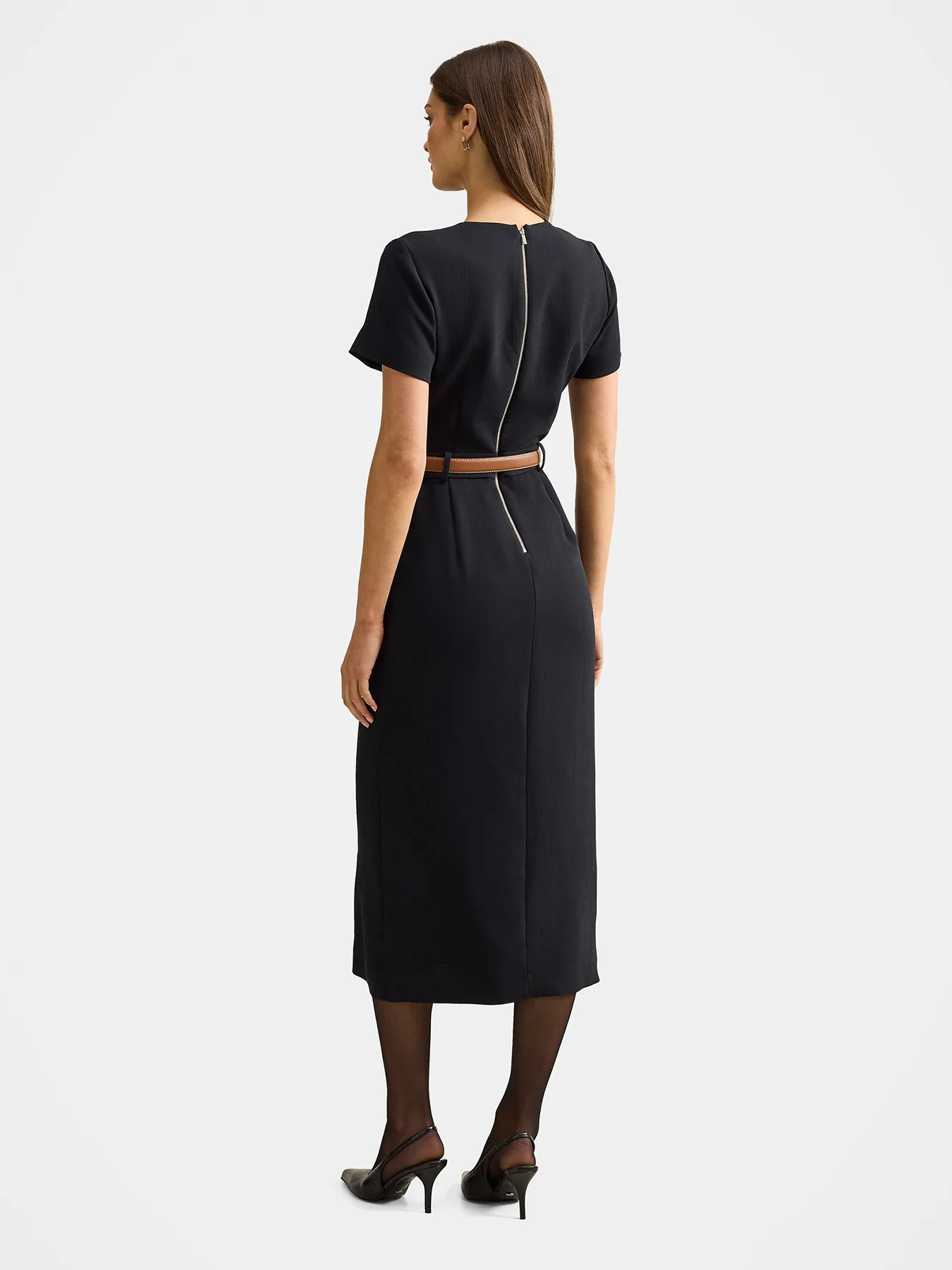 Bailee Belted Tailored Midi Dress Black - Image 3