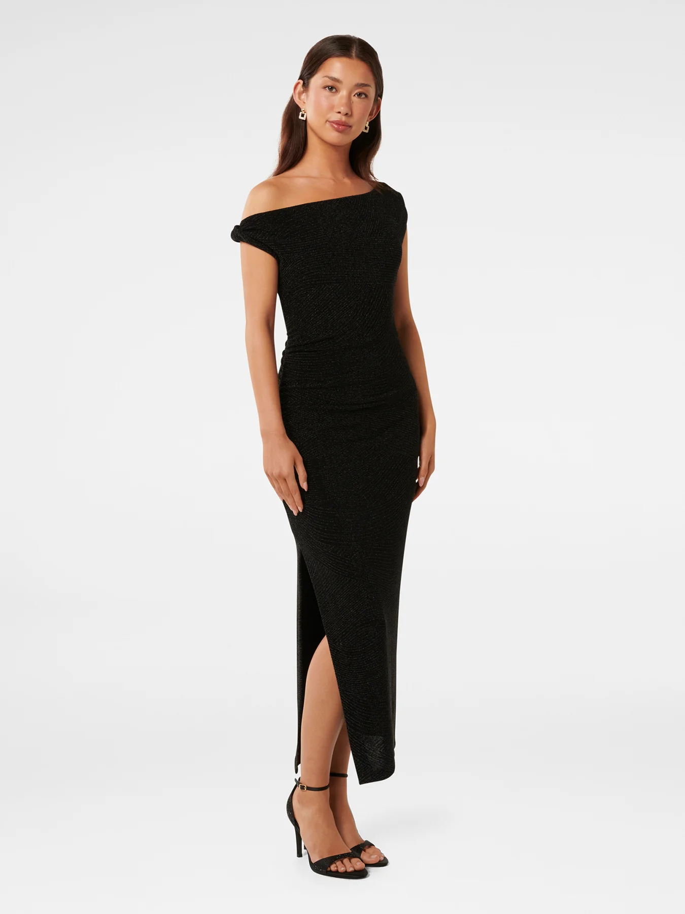 Georgie Glitter Midi Dress Black - Image 5