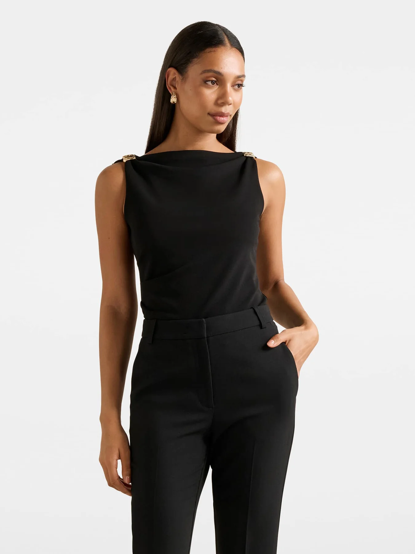 Cleo Hardware Detail Cowl Neck Top - Image 4
