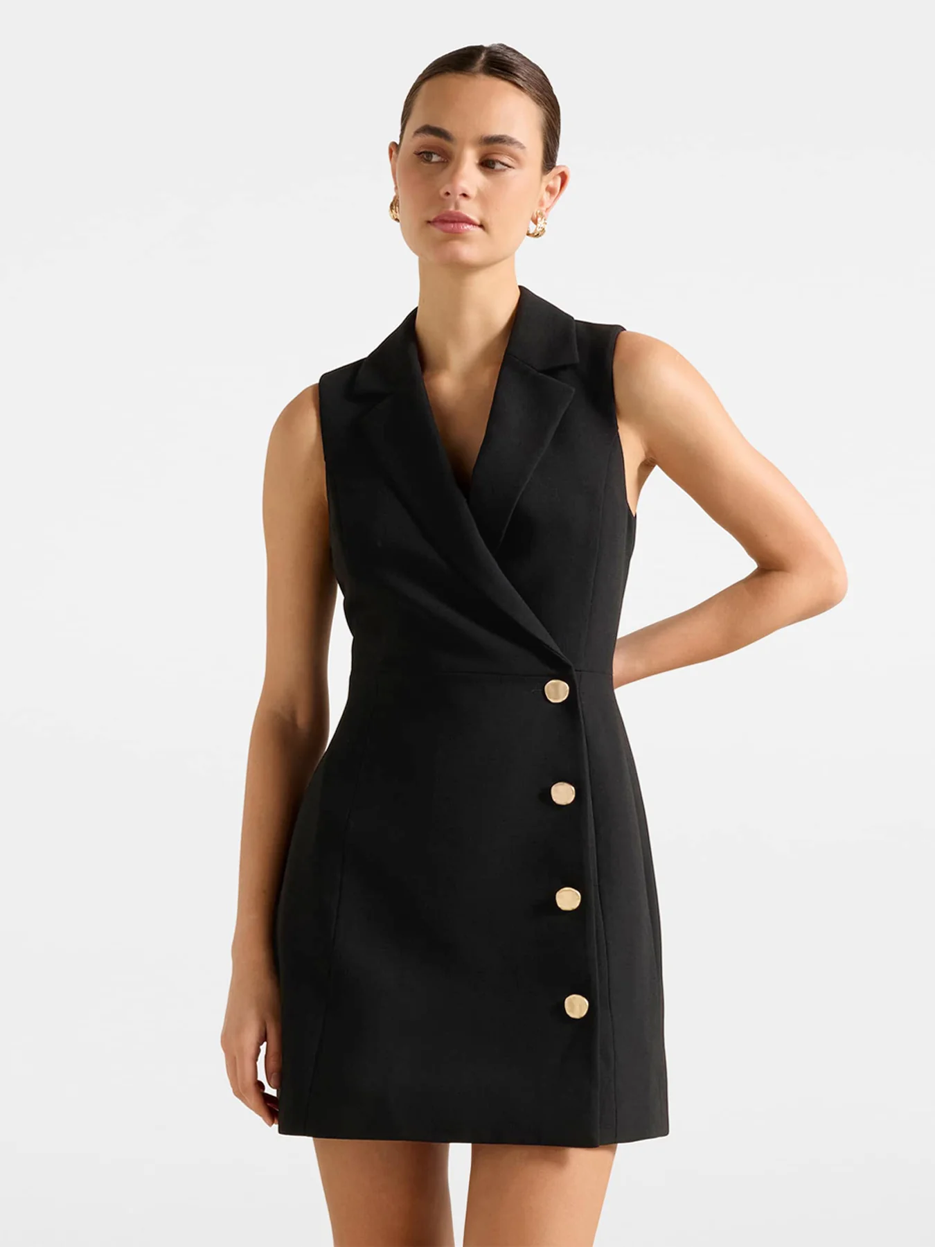 Eddie Sleeveless Blazer Mini Dress Black - Image 4