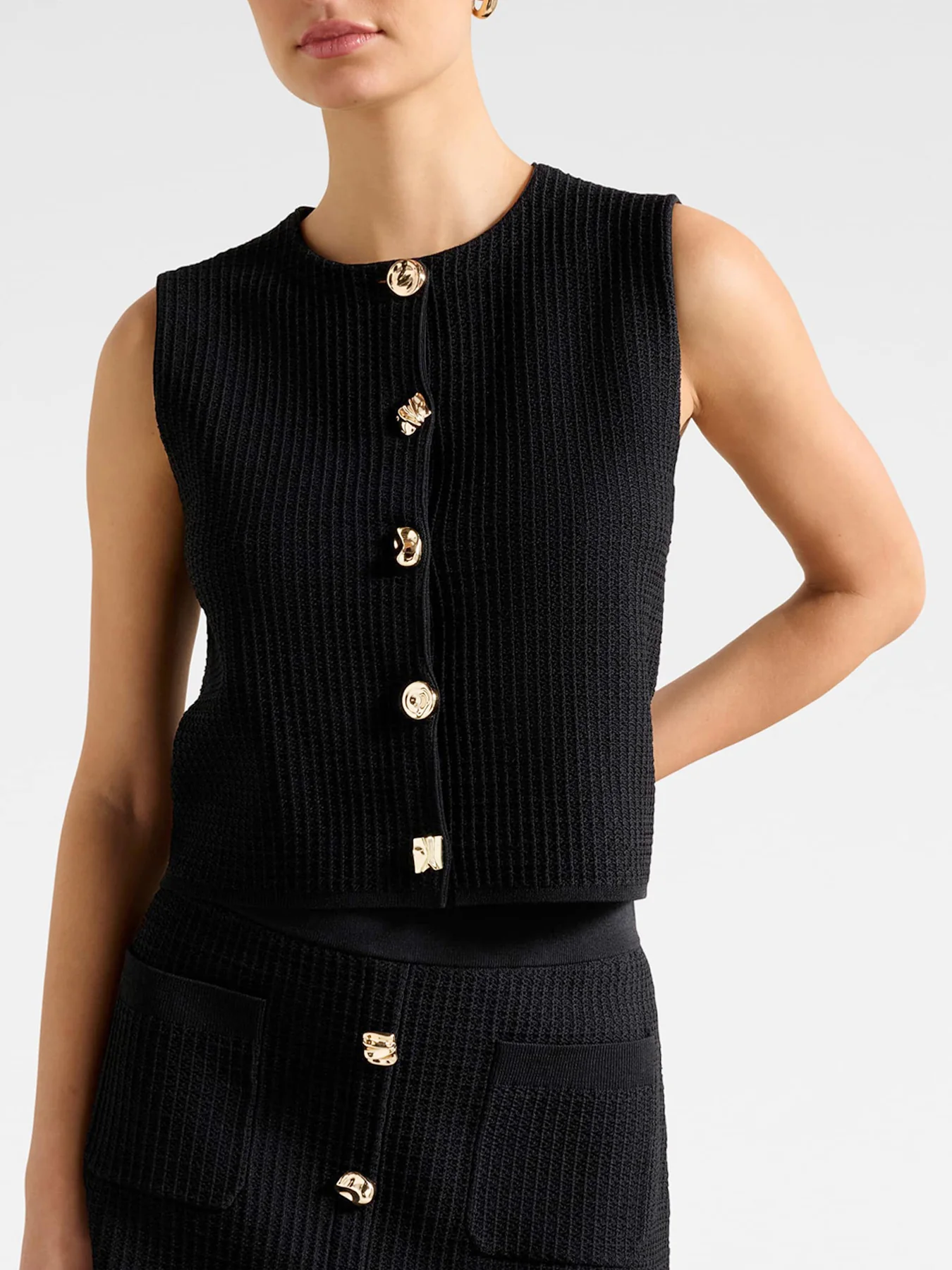 Elyse Knitted Tank Top Black - Image 5