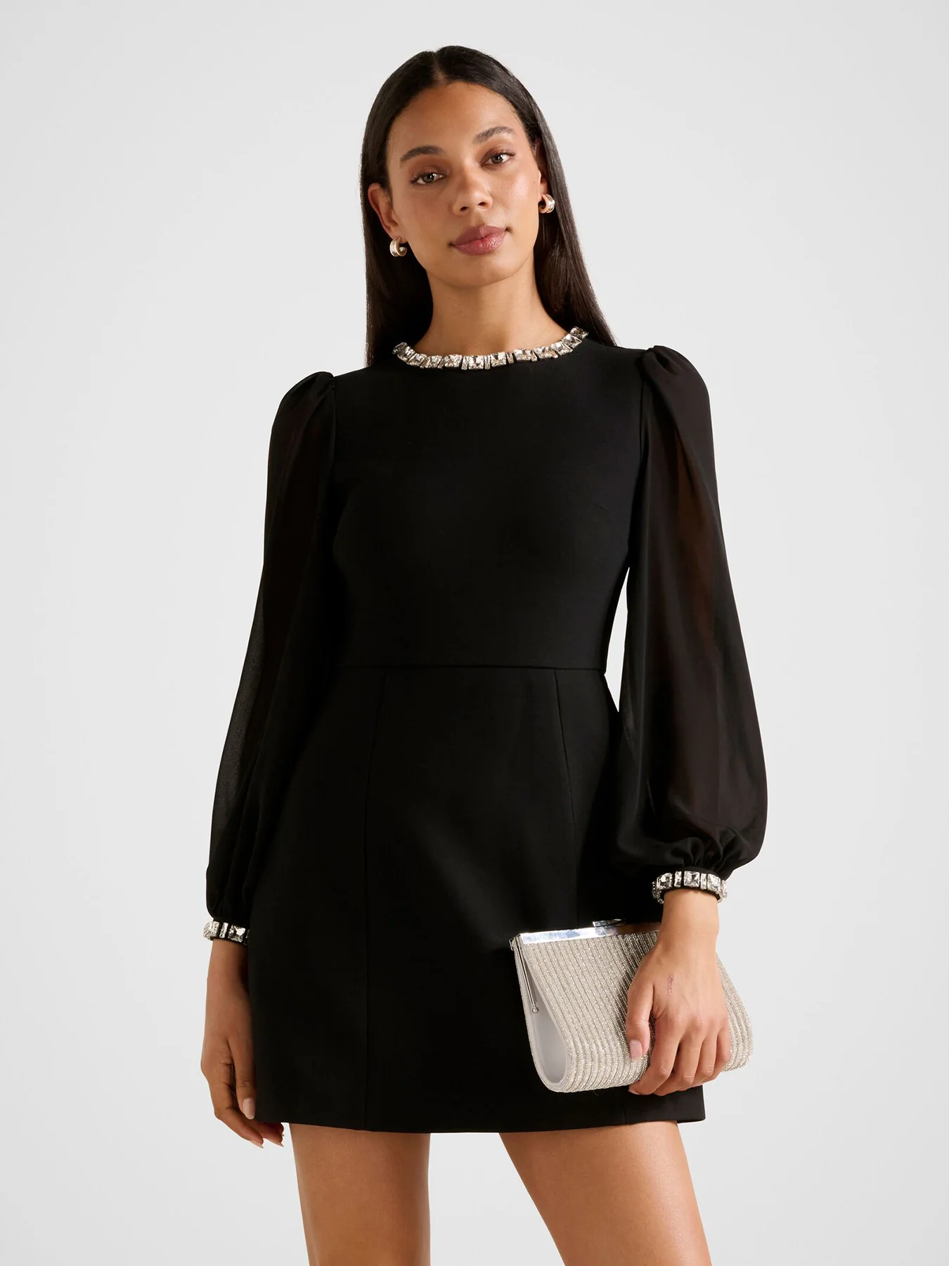 Indiana Embellished Mini Dress Black - Image 4