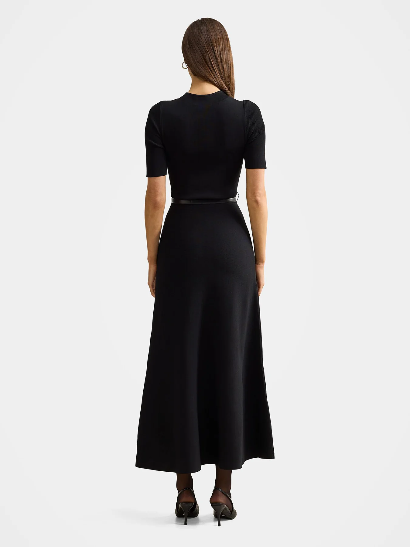 Josie A-line Knitted Midi Dress Black - Image 5