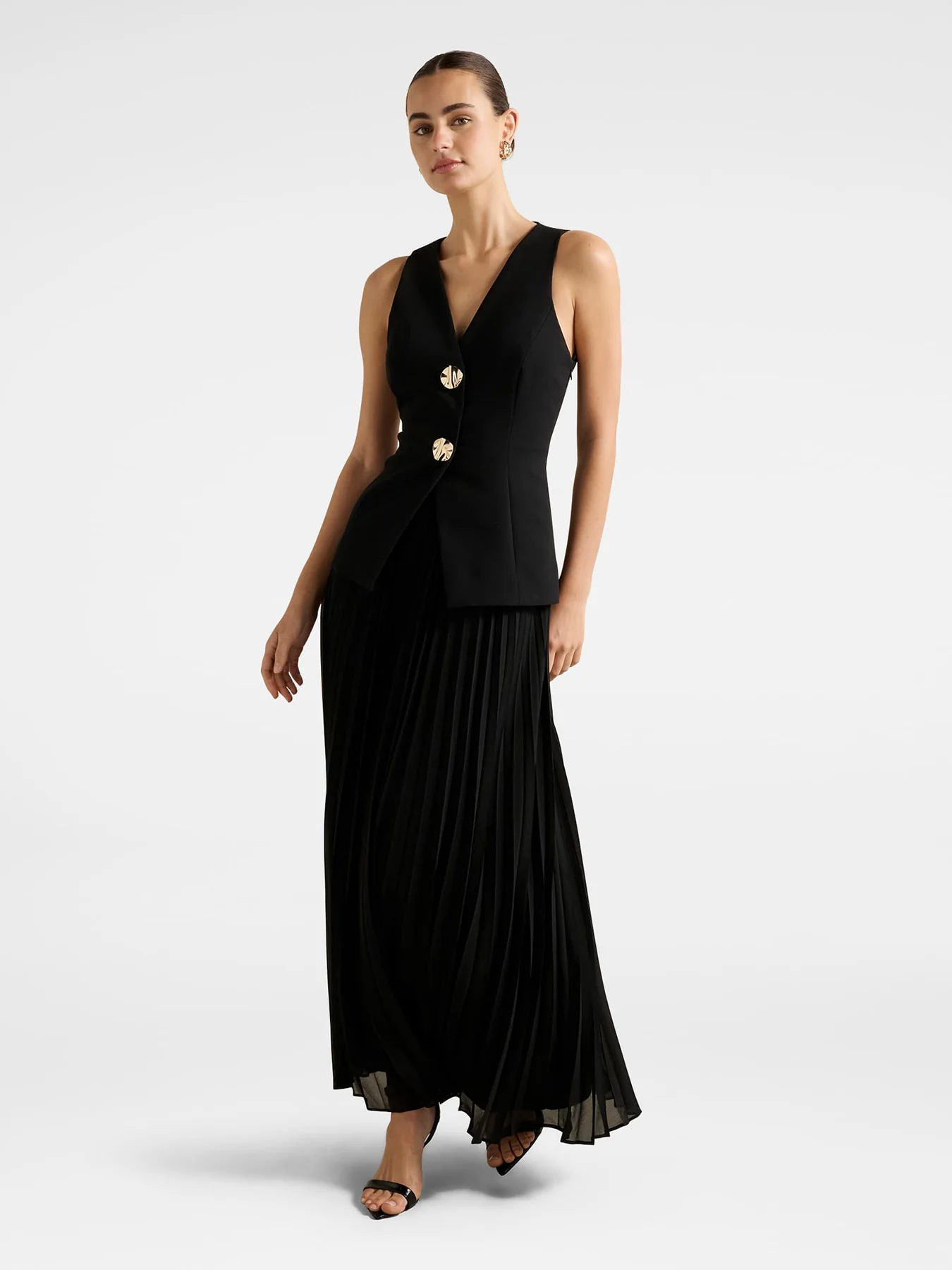 Larissa Pleated Maxi Dress Black - Image 2