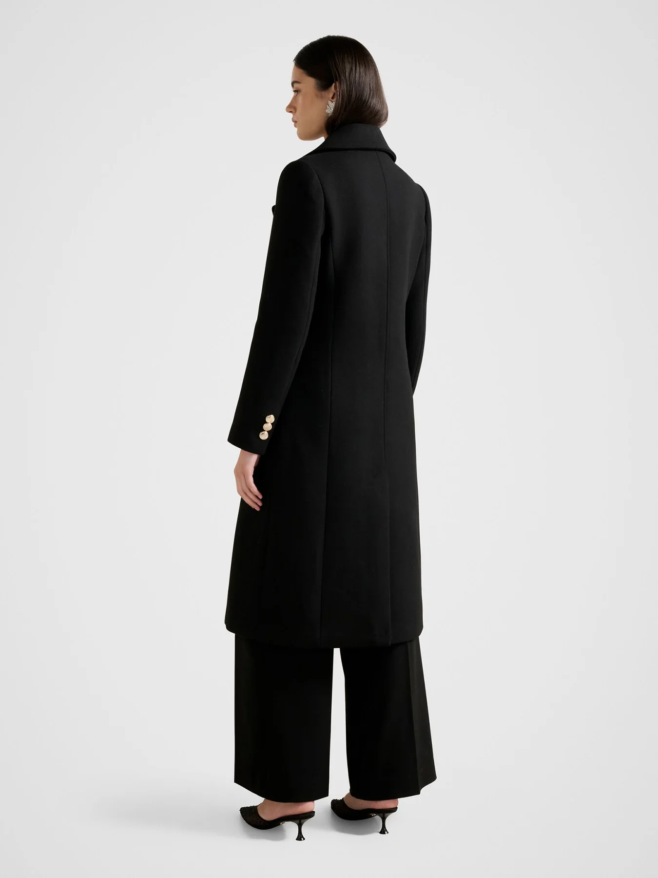 Mandy Double Breasted Military Coat Black - Image 3